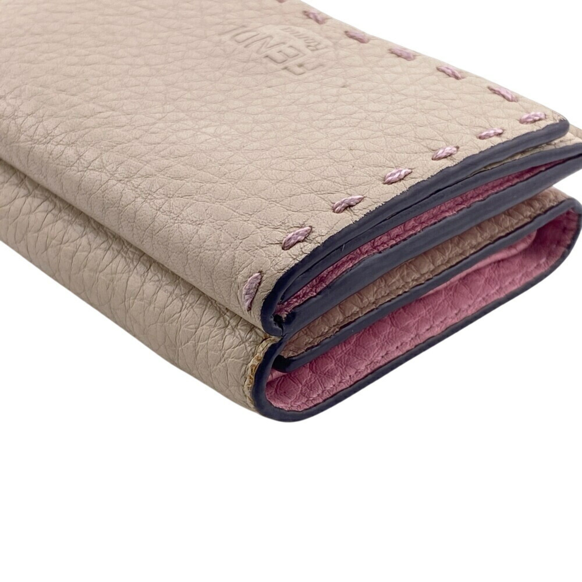 Fendi Beige Leather Wallet (Tri-Fold) (Pre-Owned)