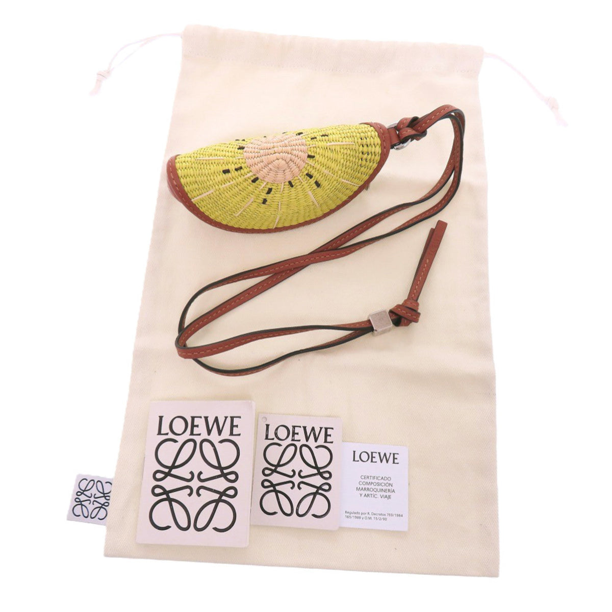 Loewe Brown Green Leather Coin Purse/Coin Case (Pre-Owned)