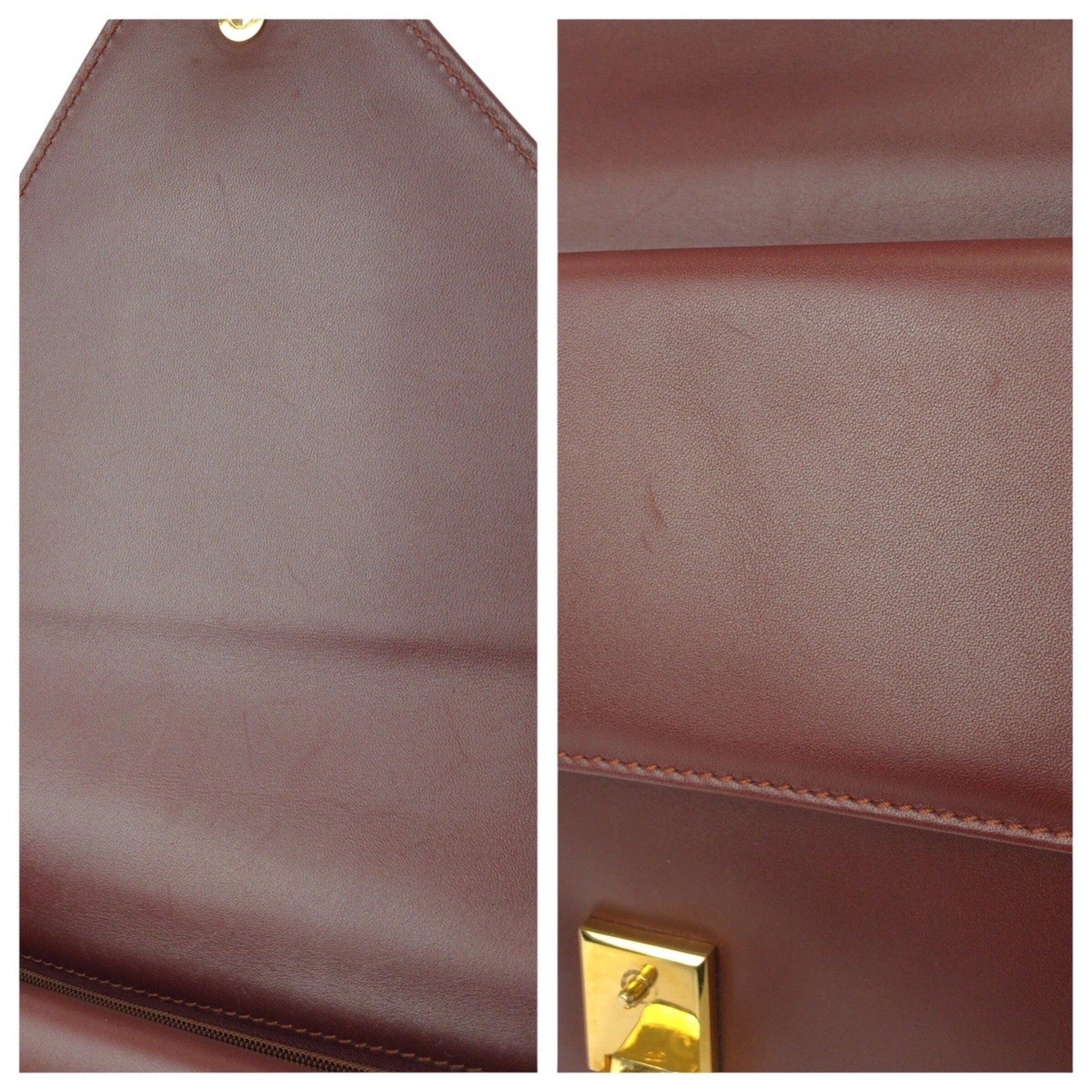 Cartier Bordeaux Wine Red Leather Shoulder Bag (Pre-Owned)