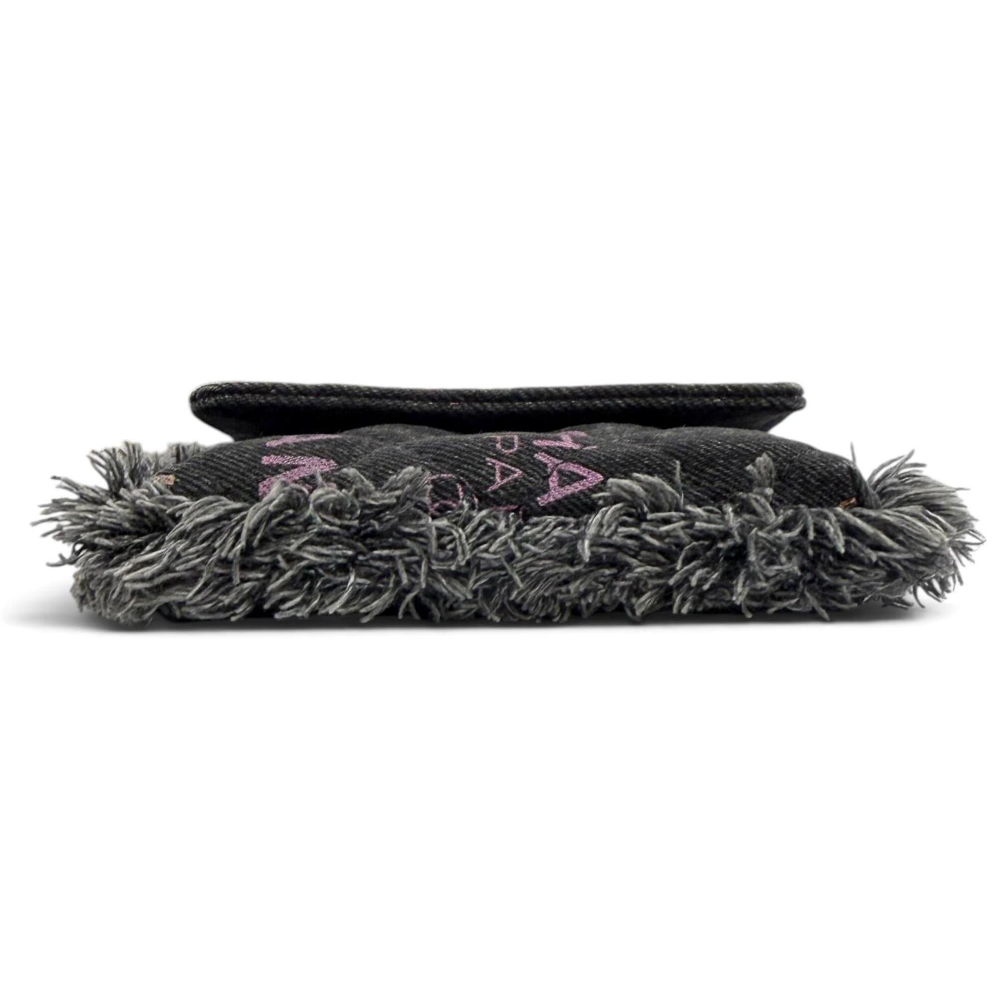 Chanel Black Multi-Color Denim Leather Shoulder Bag (Pre-Owned)