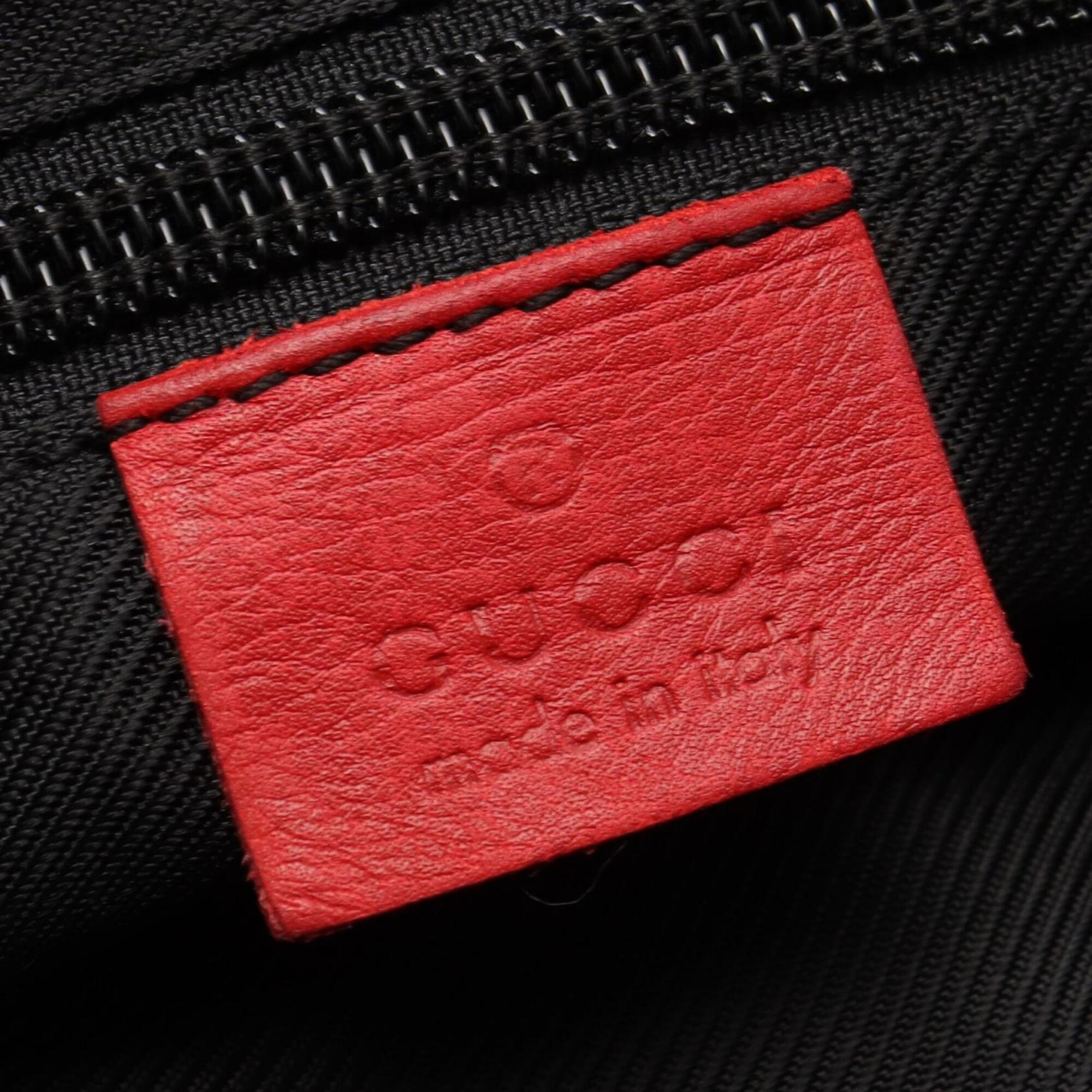 Gucci Beige Navy Red Color Canvas Leather Handbag Tote Bag (Pre-Owned)