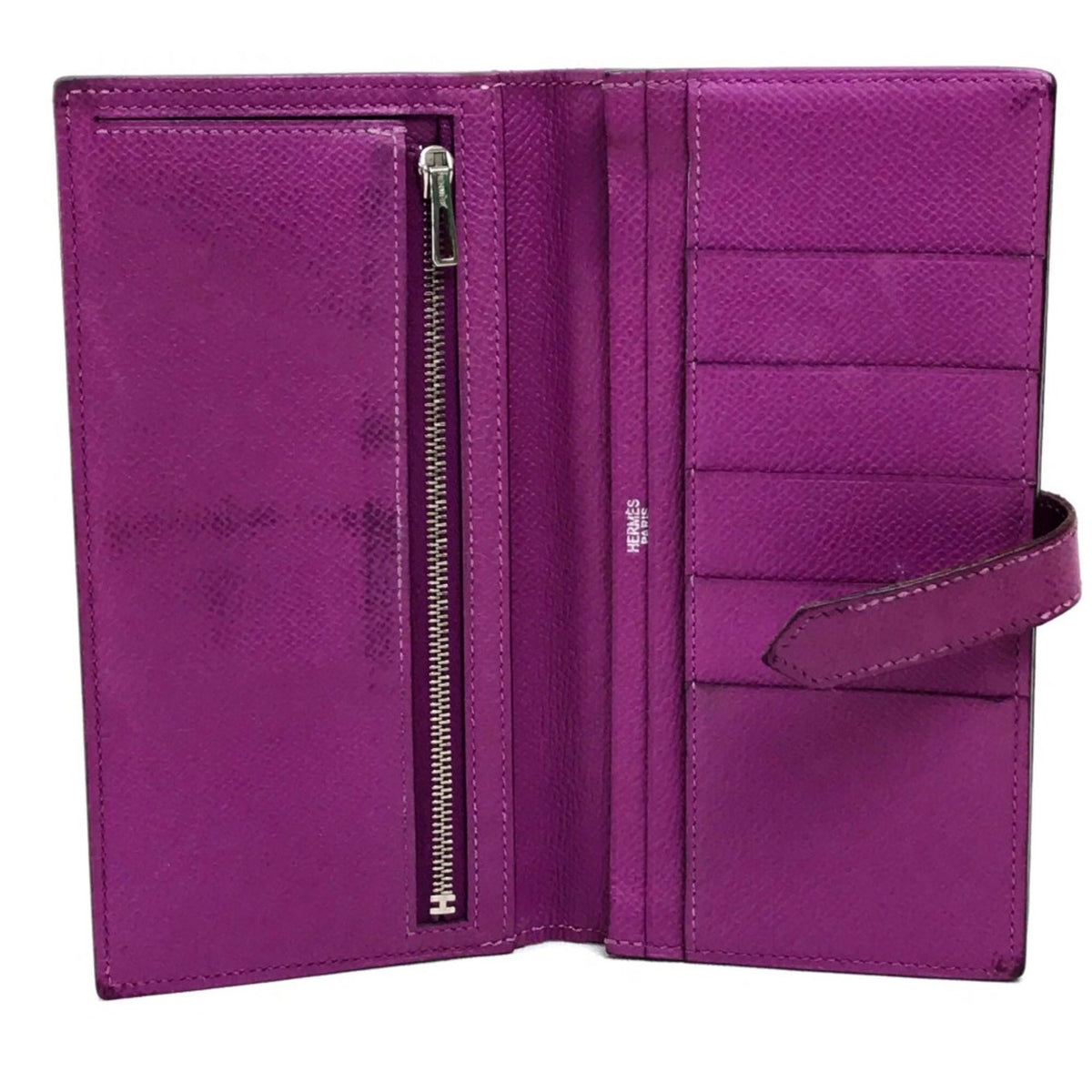 Hermes Purple Leather Long Wallet (Bi-Fold) (Pre-Owned)