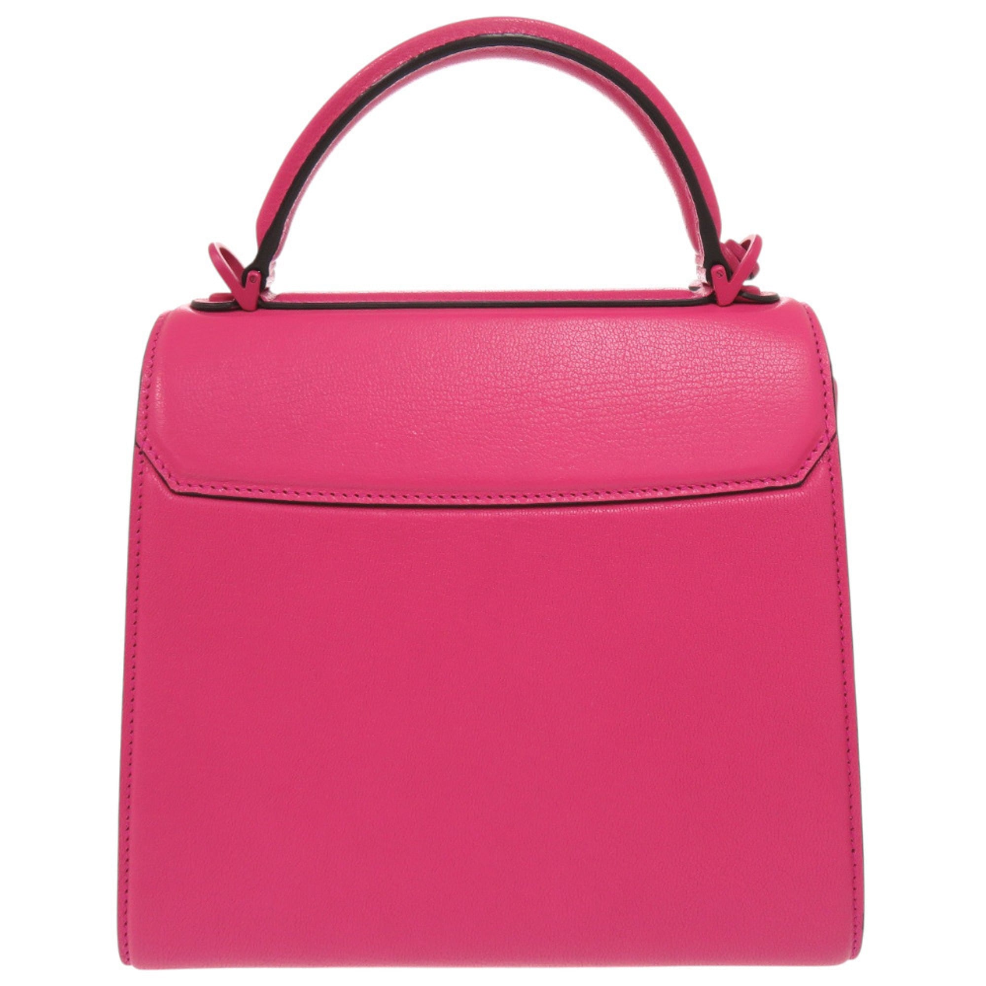 Salvatore Ferragamo Pink Leather Canvas Handbag Shoulder Bag (Pre-Owned)