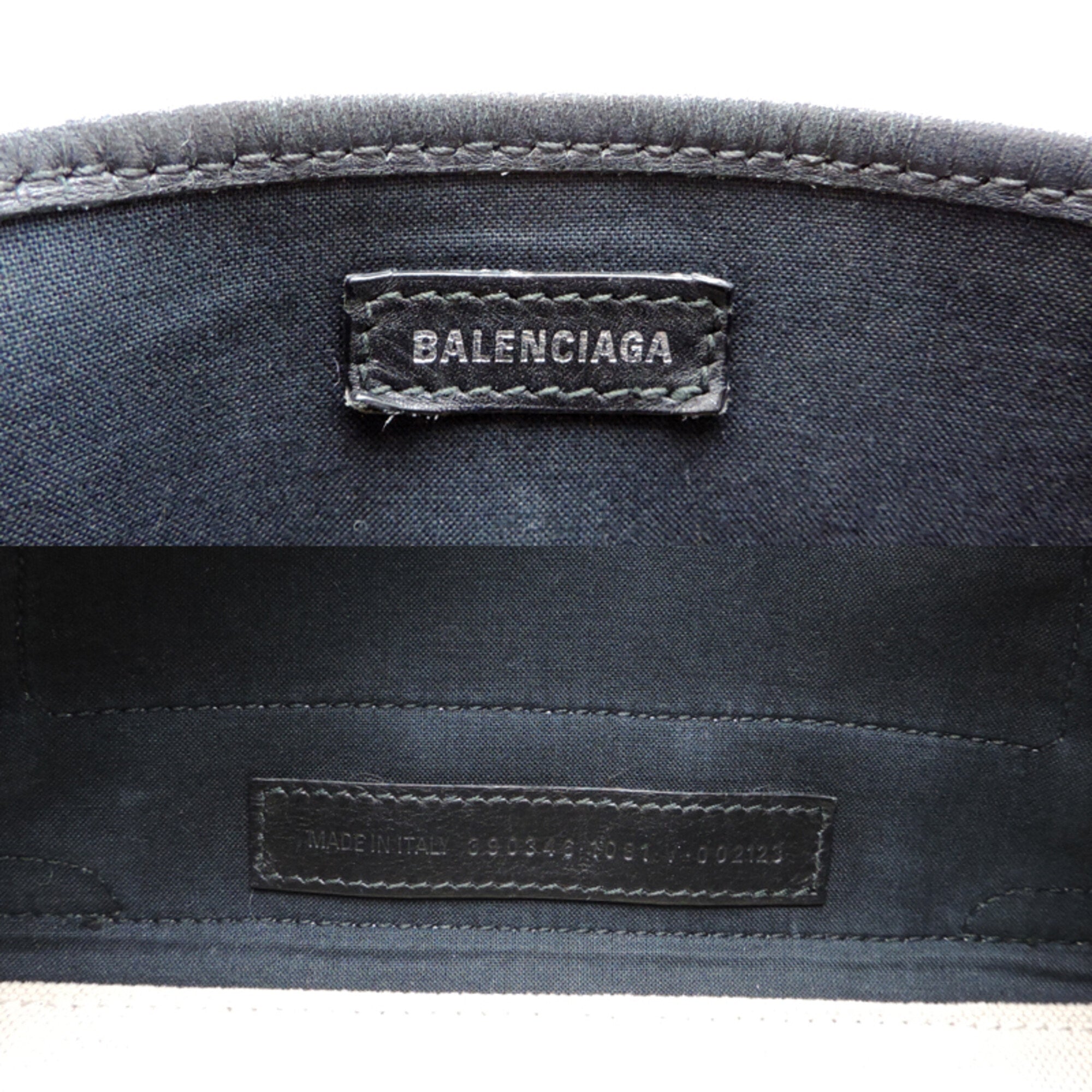 Balenciaga Black White Canvas Leather Handbag Pouch (Pre-Owned)