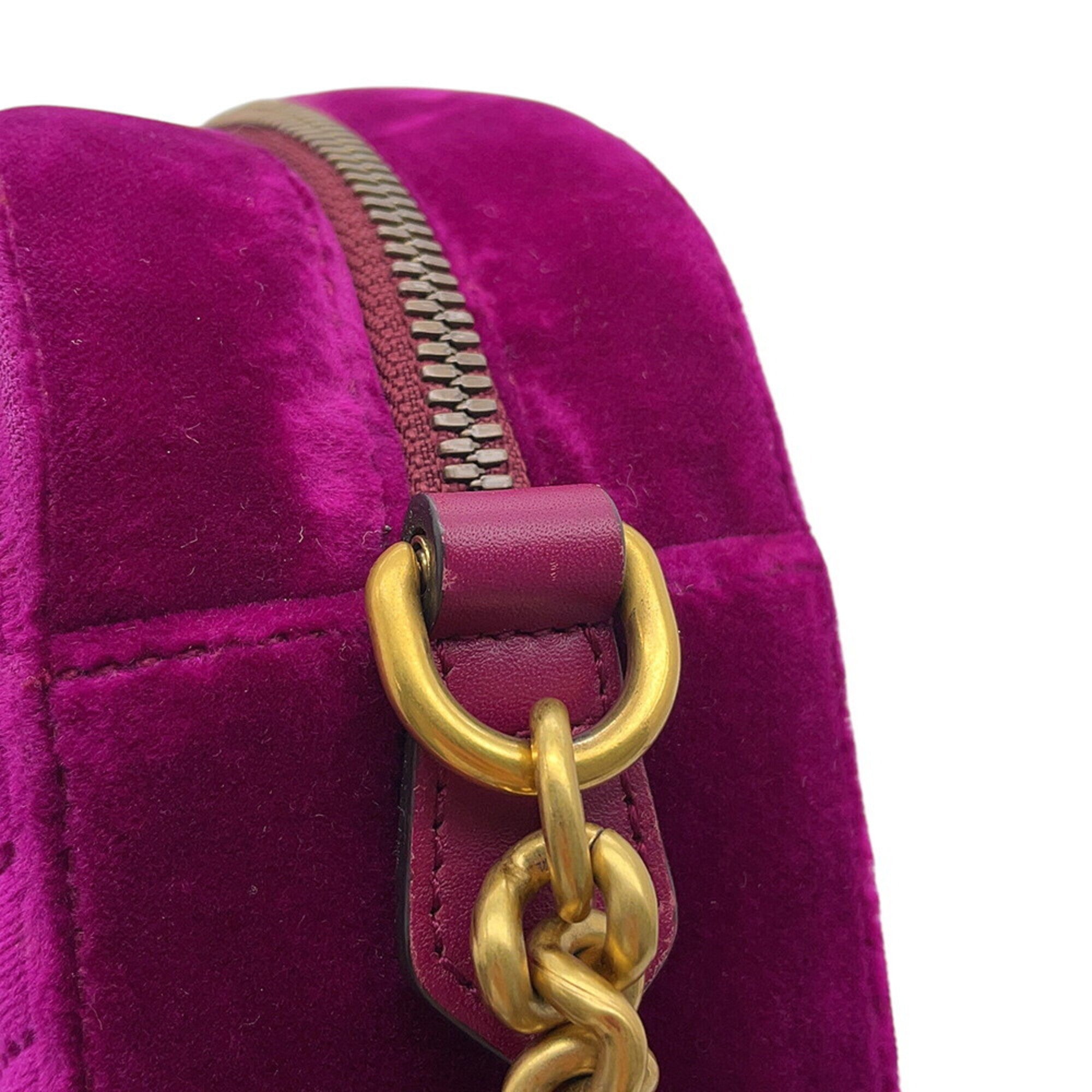 Gucci Gg Marmont Purple Velvet Handbag Shoulder Bag (Pre-Owned)