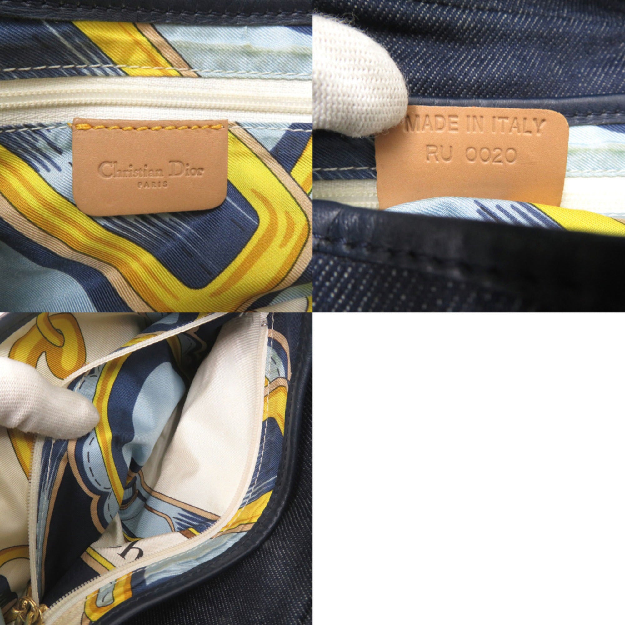 Christian Dior Navy Denim Leather Handbag Saddle Bag (Pre-Owned)