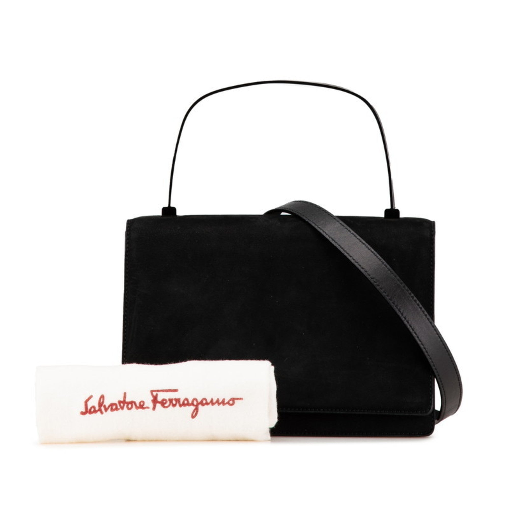 Salvatore Ferragamo Black Leather Handbag Shoulder Bag (Pre-Owned)