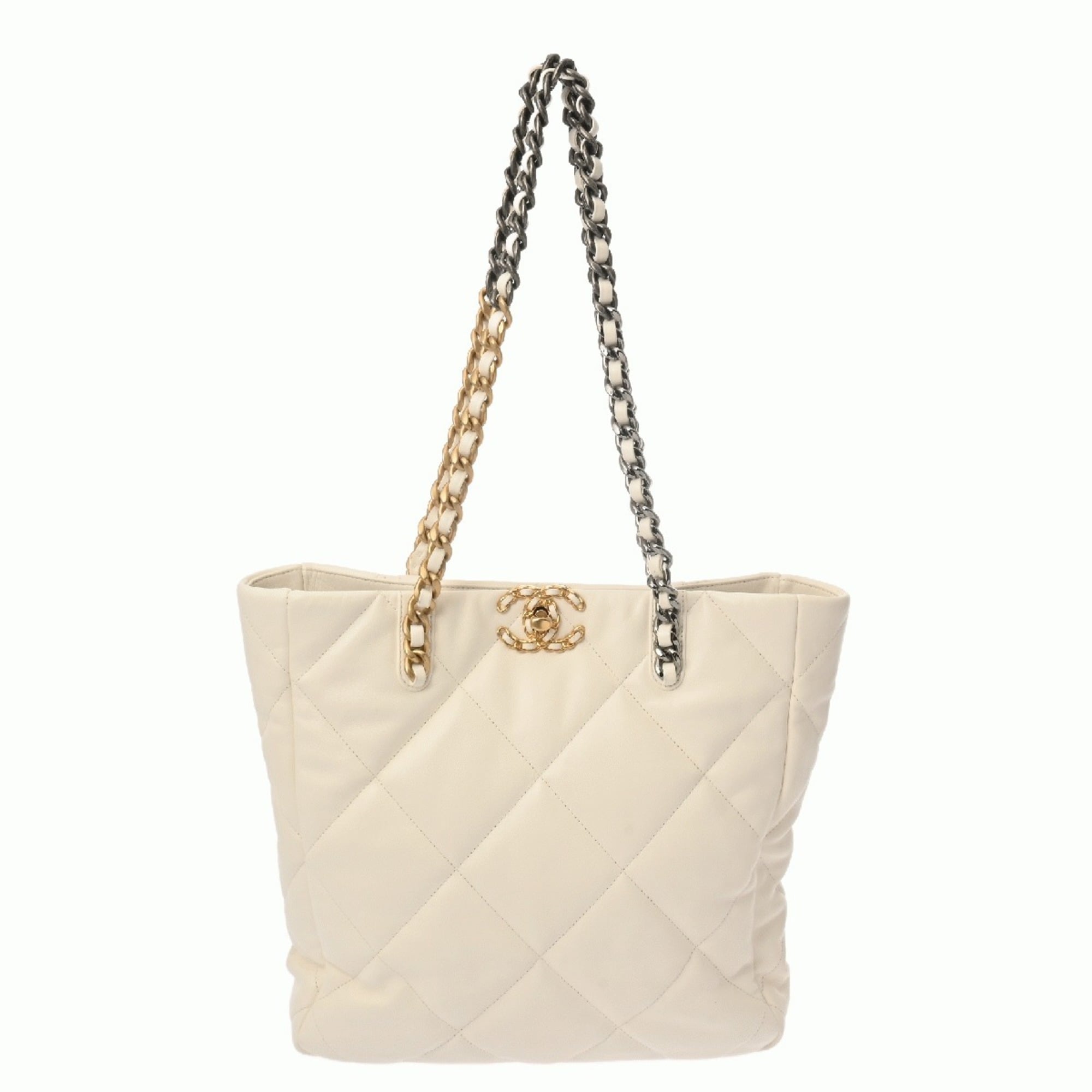 Chanel White Leather Tote Bag (Pre-Owned)