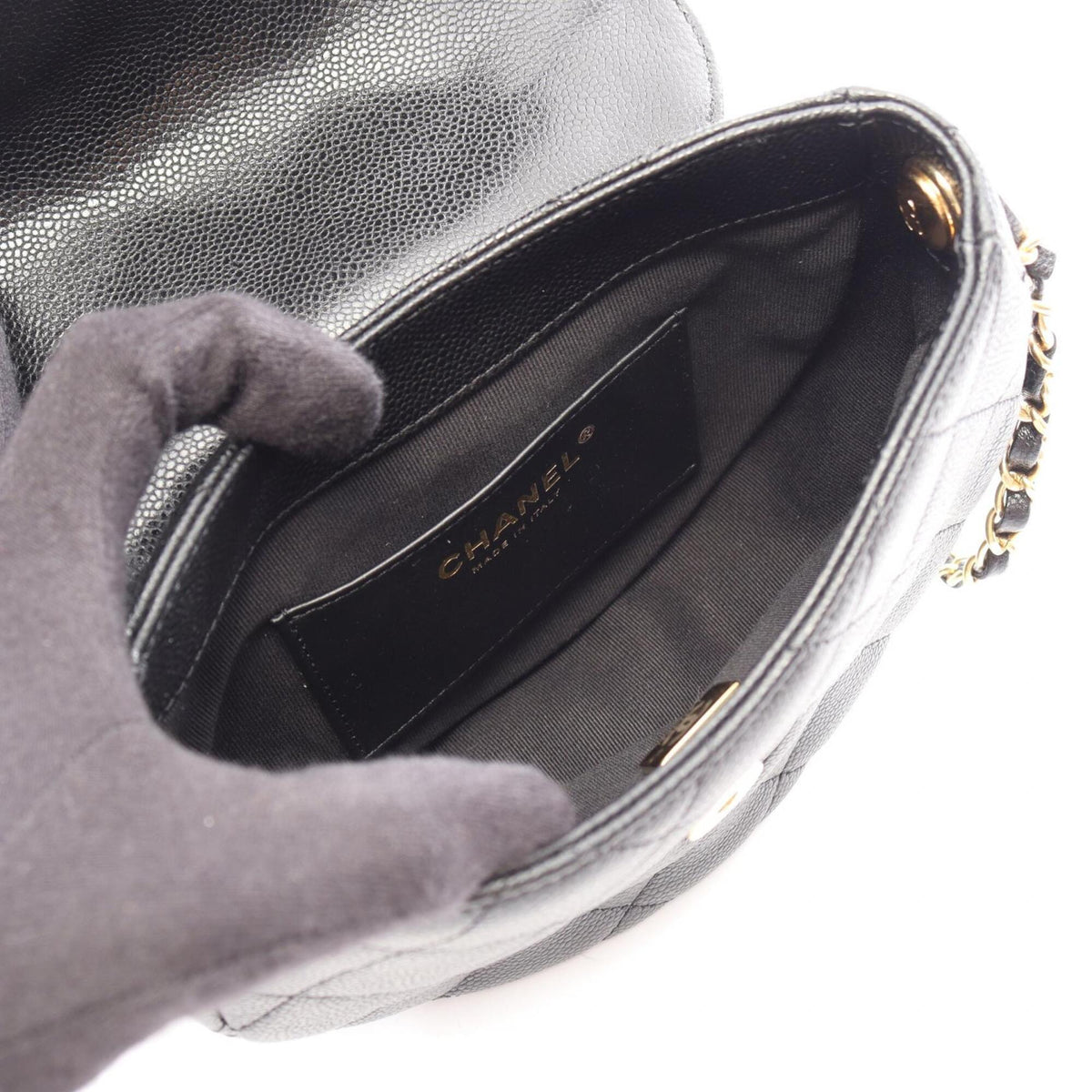 Chanel Black Grained Calfskin Handbag Shoulder Bag (Pre-Owned)