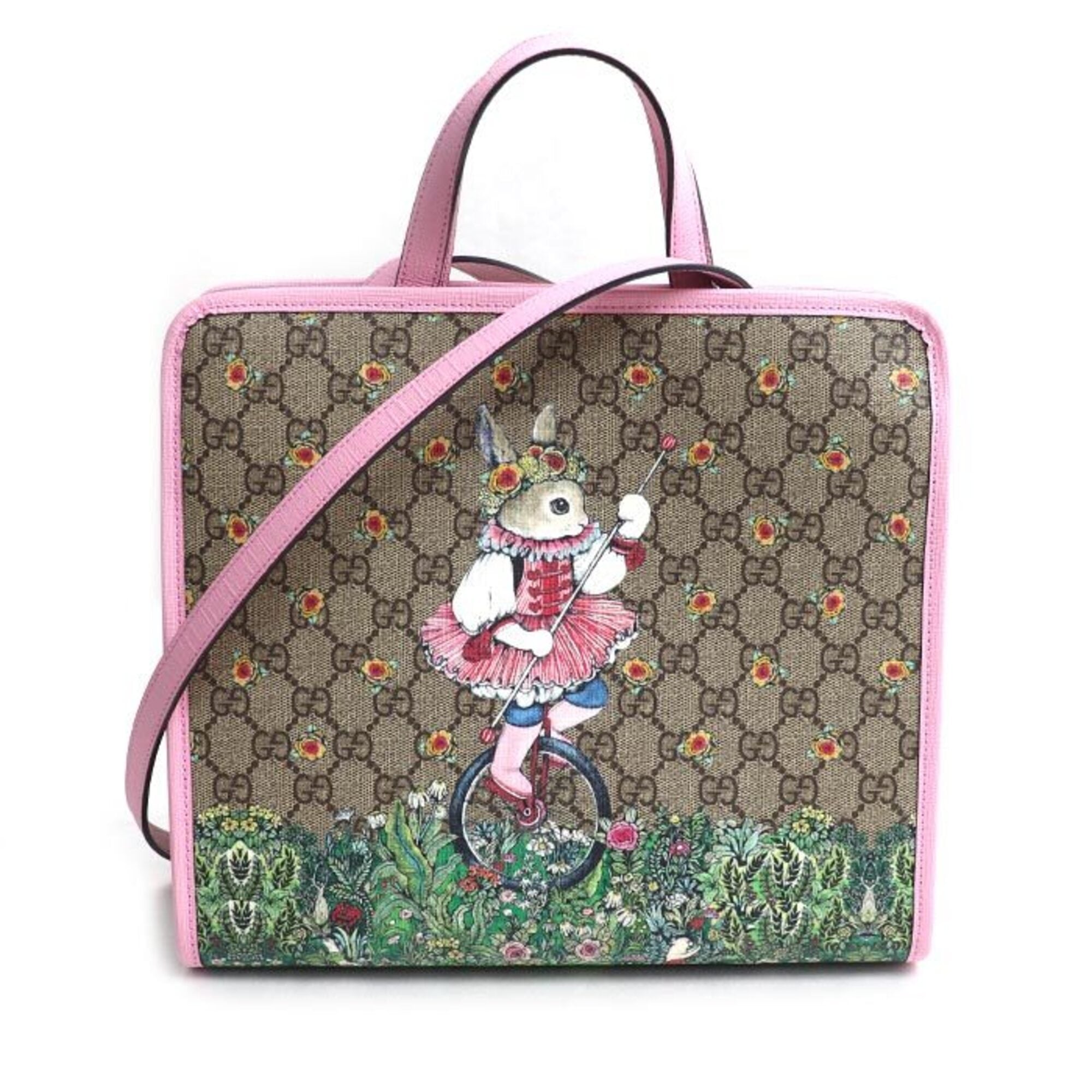 Gucci Beige Pink Gg Supreme Leather Shoulder Bag (Pre-Owned)