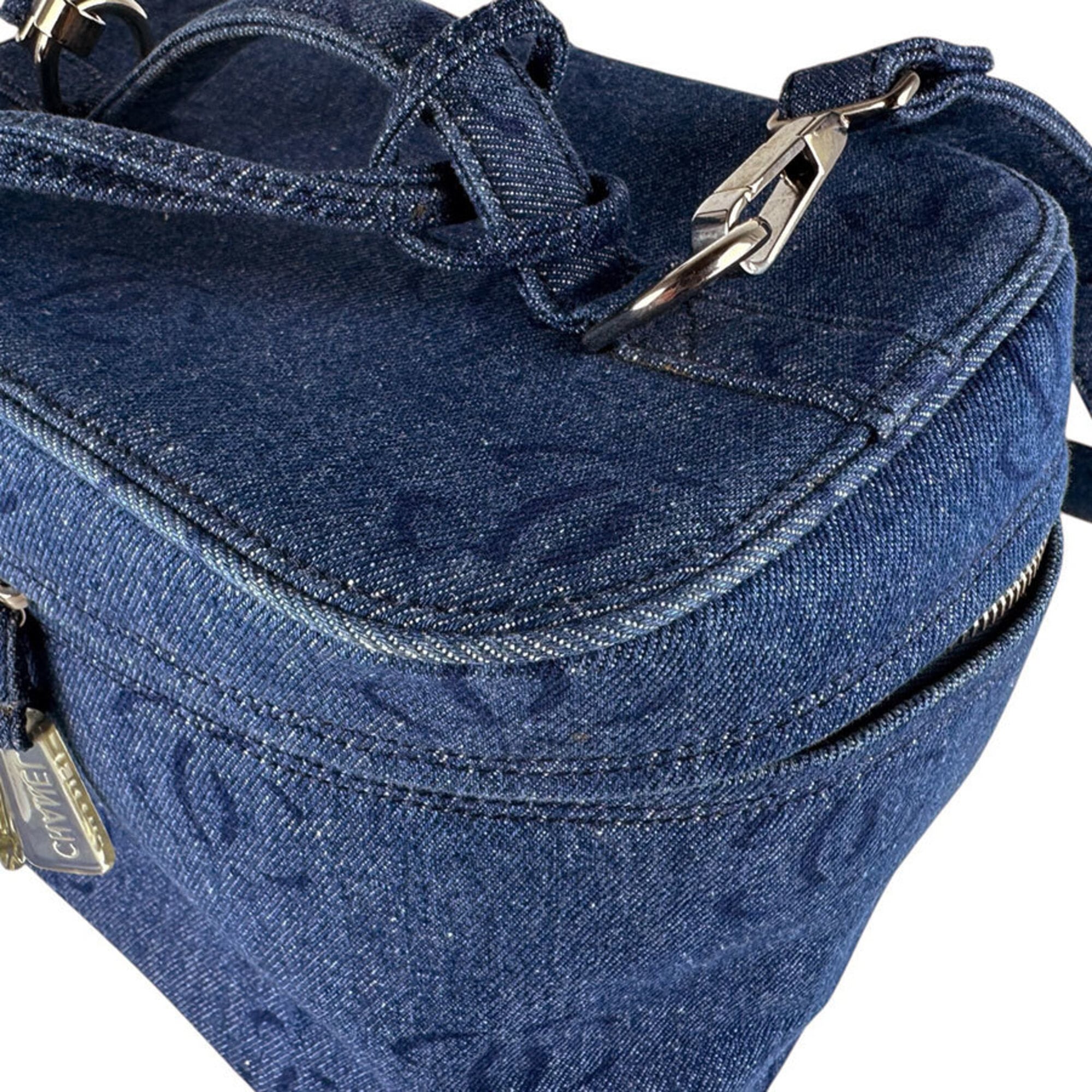 Chanel Blue Denim Shoulder Bag Vanity Bag (Pre-Owned)