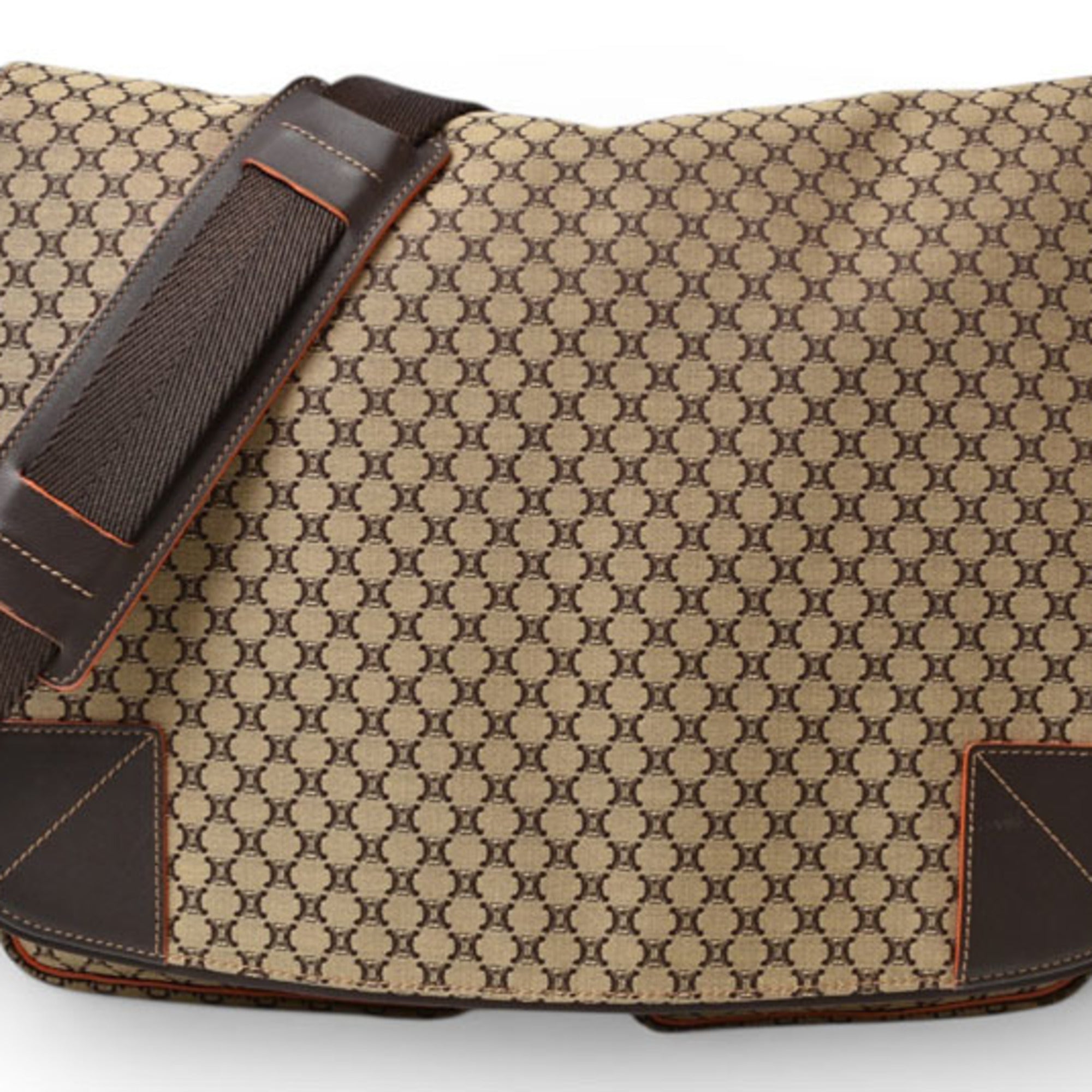 Celine Beige Brown Canvas Messenger Bag Shoulder Bag (Pre-Owned)