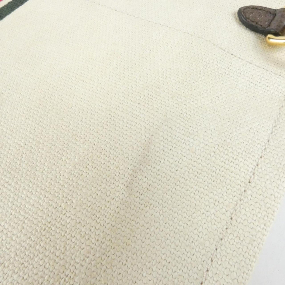 Gucci Beige Brown Linen Handbag (Pre-Owned)