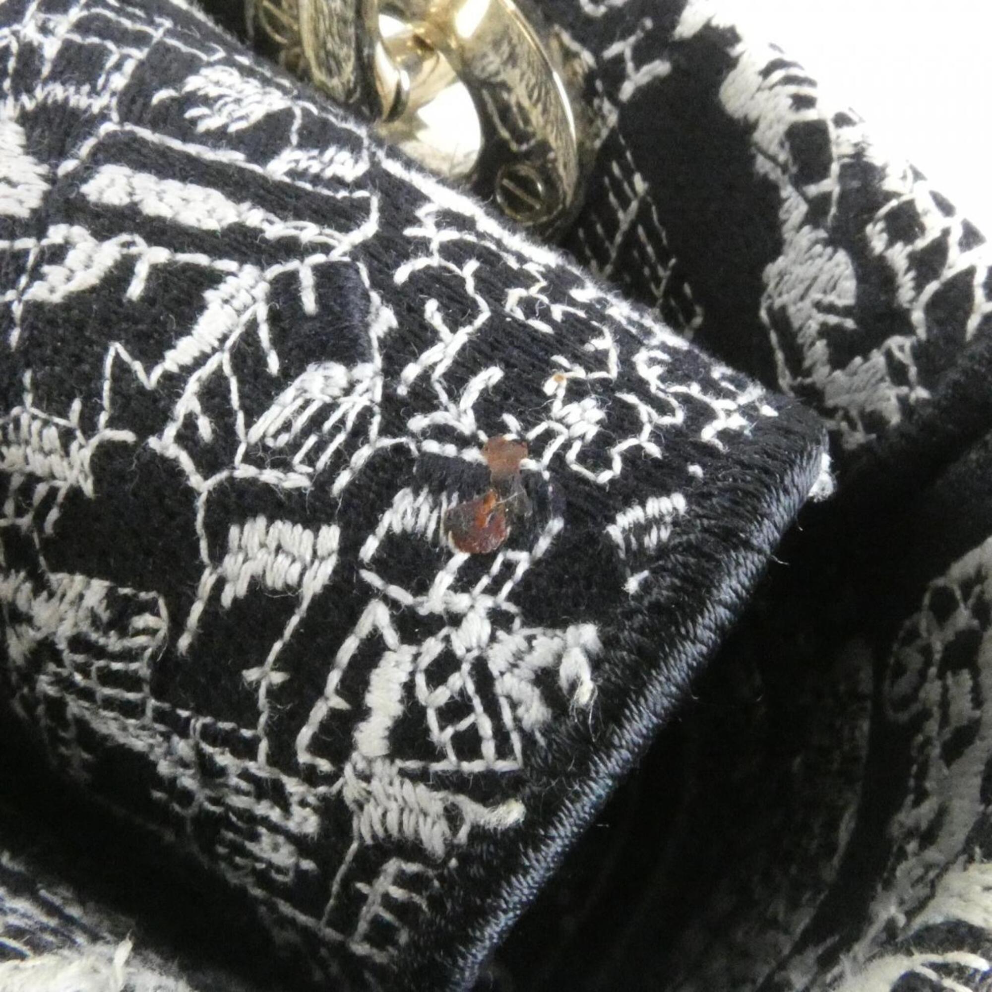Christian Dior Black White Canvas Handbag (Pre-Owned)