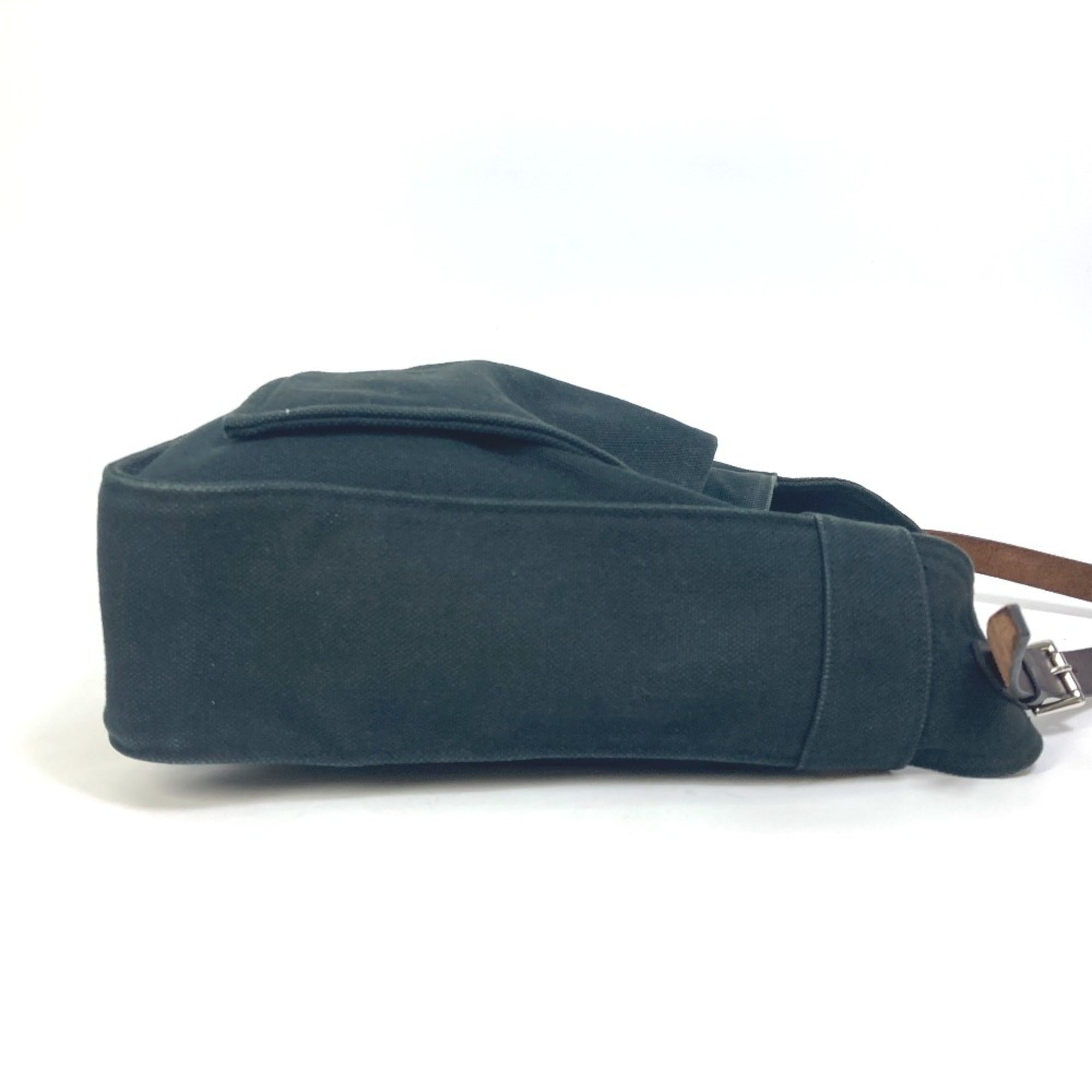 Hermes Marwari Black Canvas Leather Shoulder Bag Tote Bag (Pre-Owned)