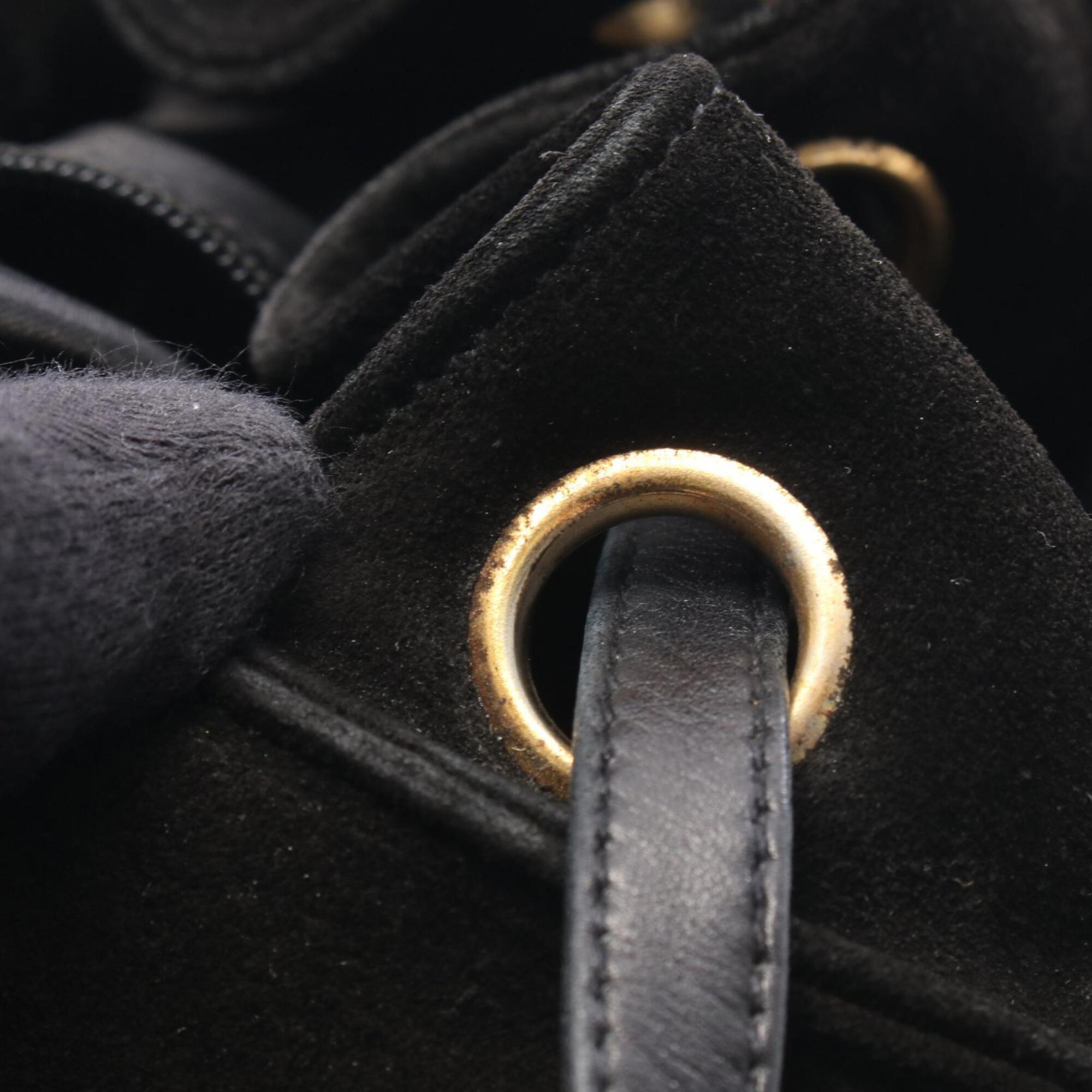 Chanel Black Suede Leather Backpack Handbag (Pre-Owned)