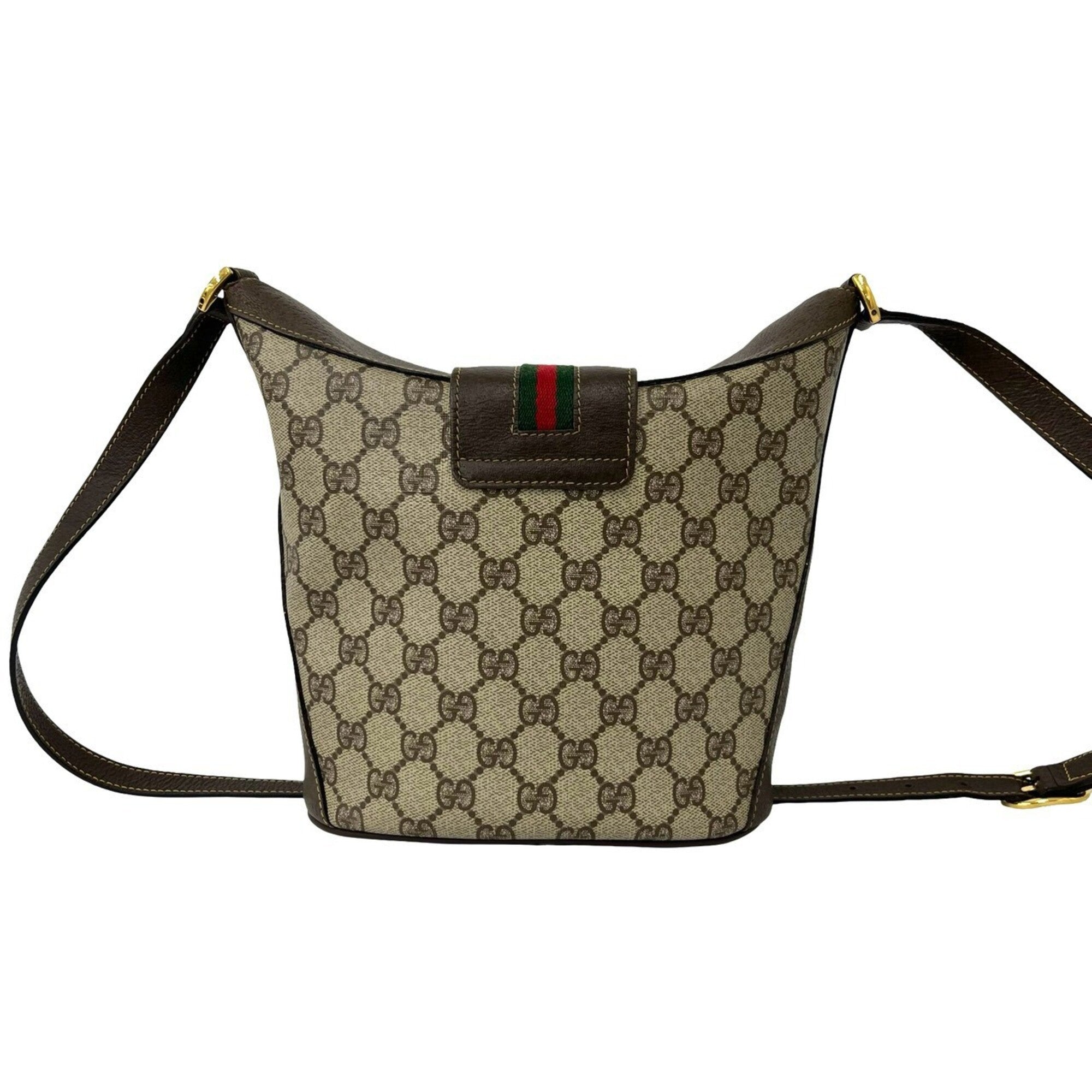 Gucci Brown Green Red Color Leather Pvc Pochette Shoulder Bag (Pre-Owned)
