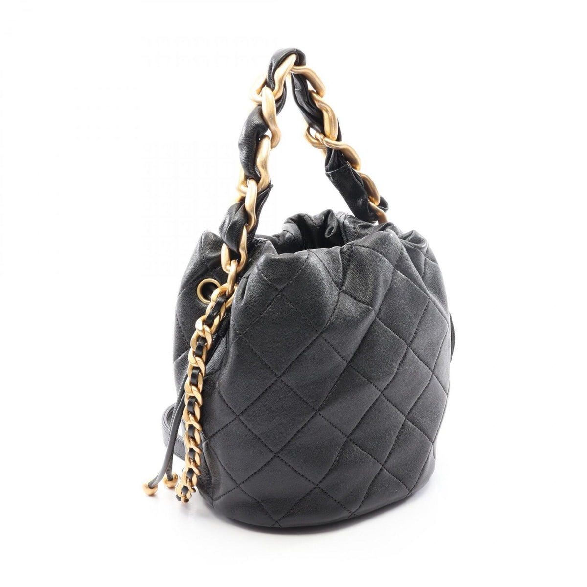 Chanel Black Leather Handbag Shoulder Bag (Pre-Owned)