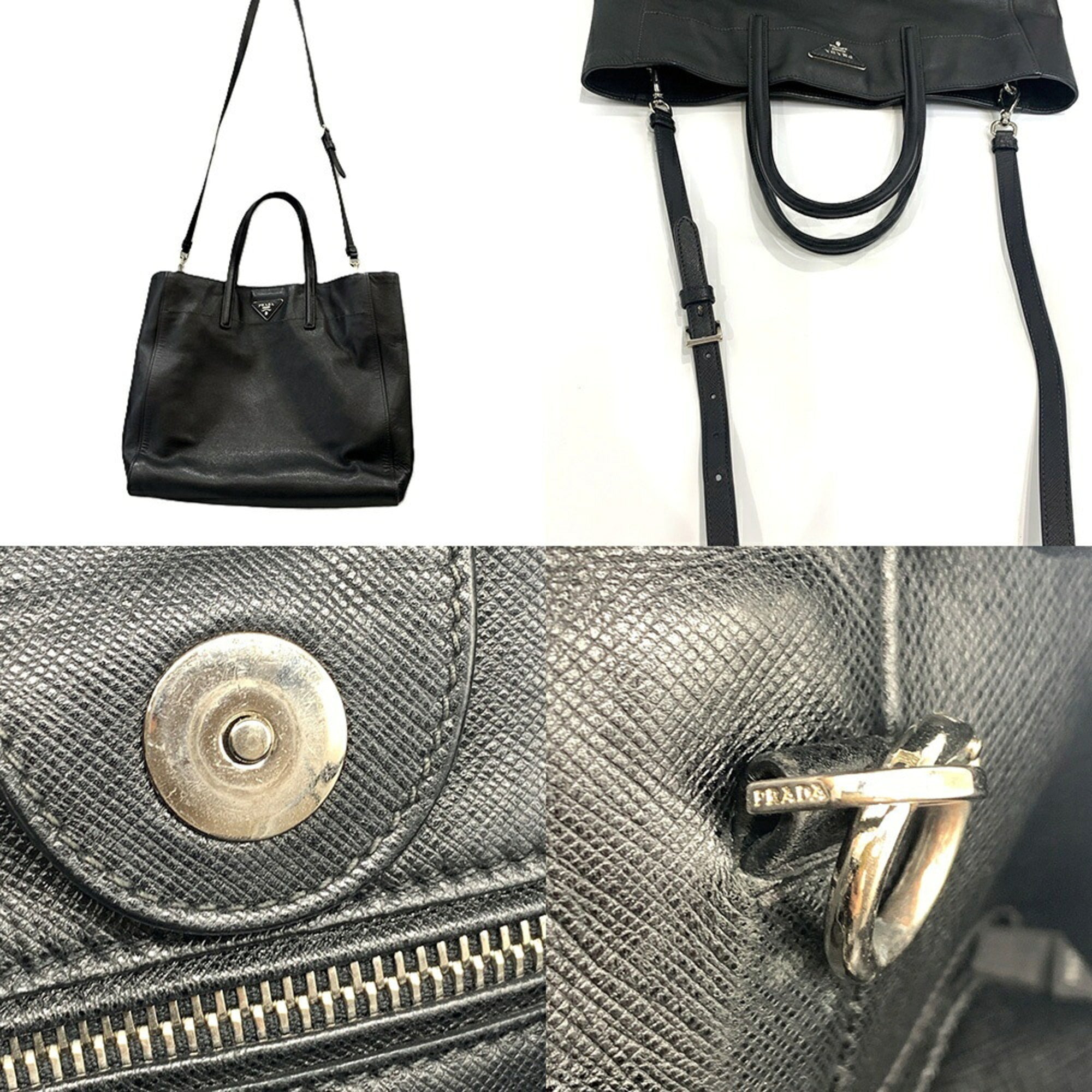 Prada Saffiano Black Saffiano Tote Bag (Pre-Owned)