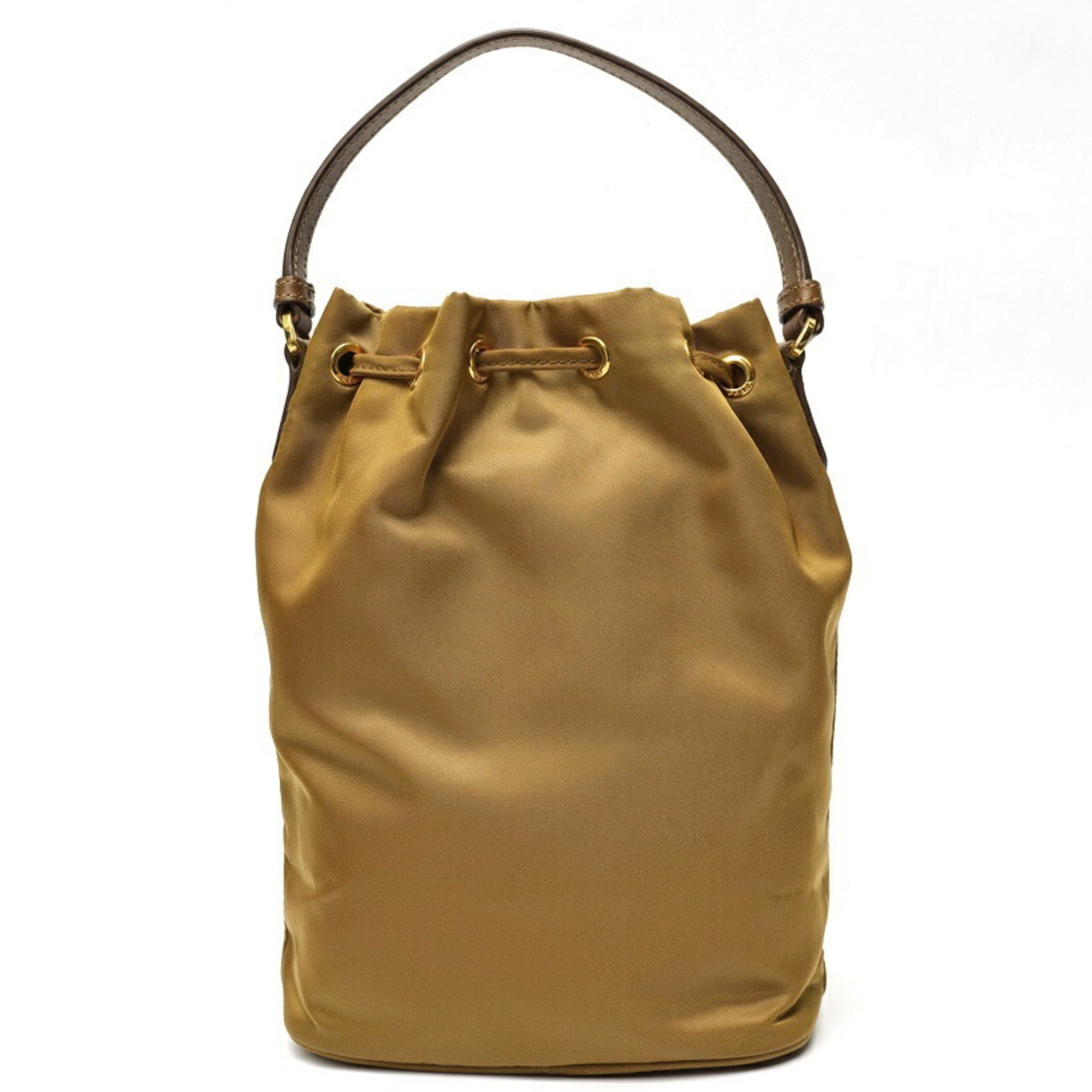 Prada Beige Nylon Leather Shoulder Bag (Pre-Owned)