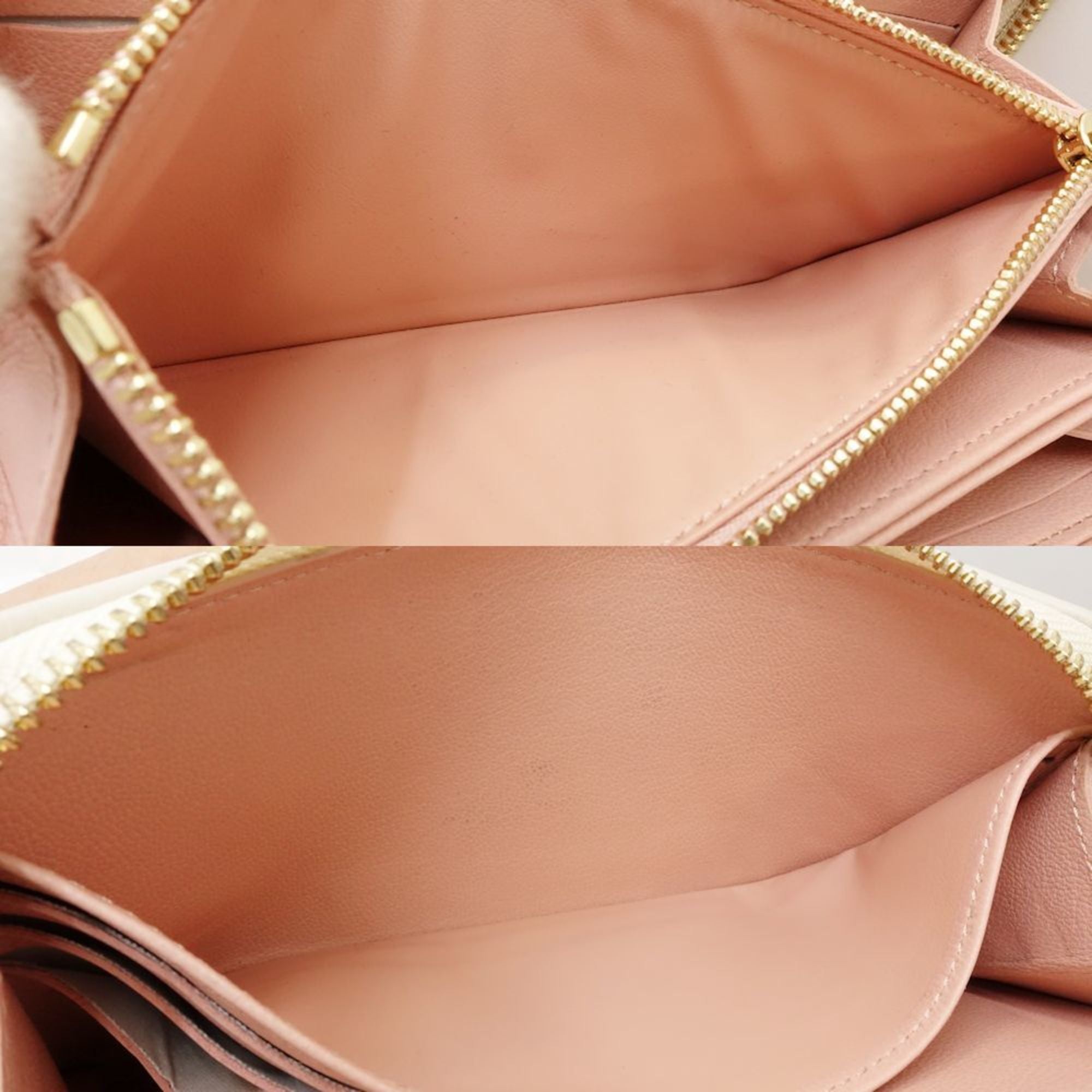 Louis Vuitton Cream Leather Long Wallet (Bi-Fold) (Pre-Owned)