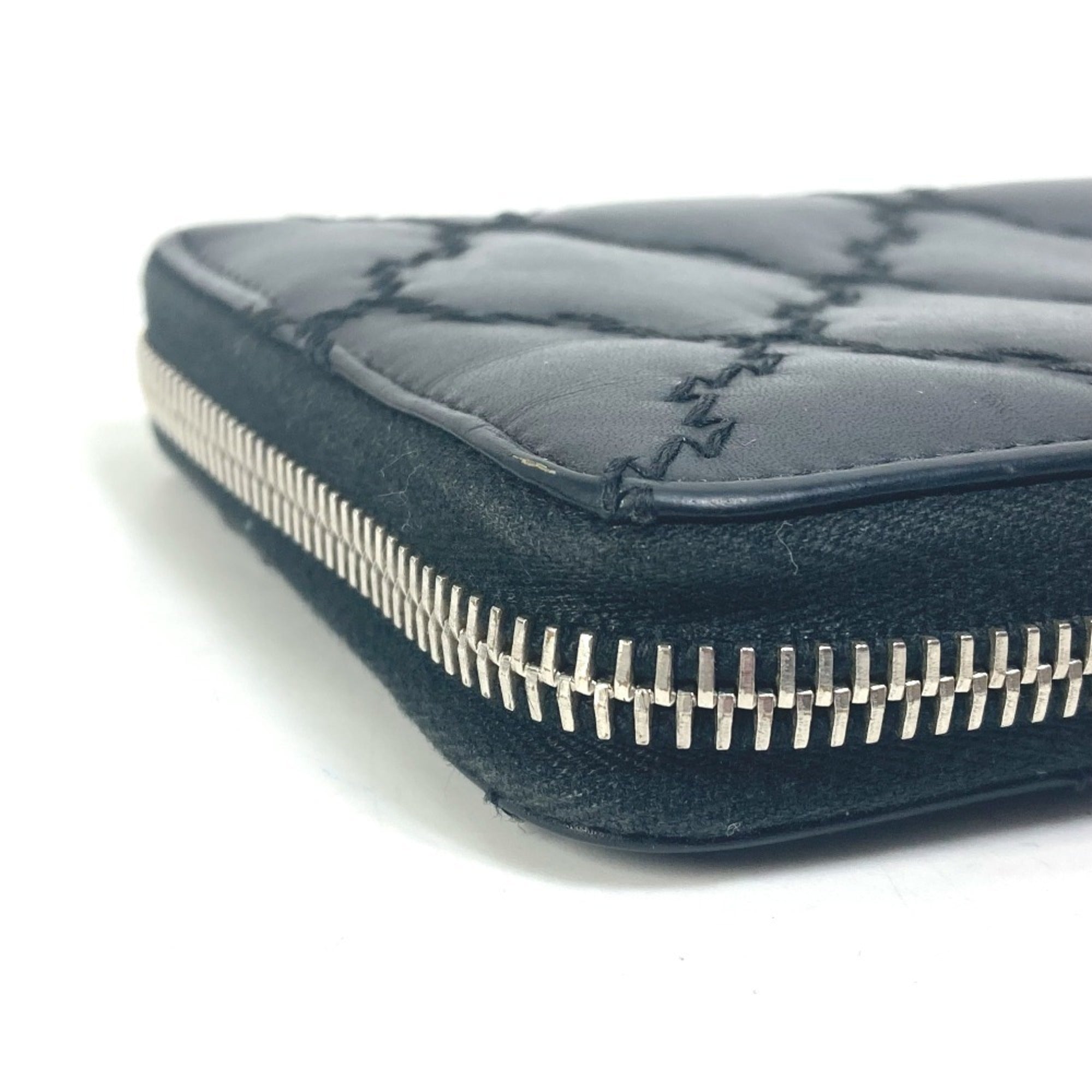 Chanel Black Leather Long Wallet (Bi-Fold) (Pre-Owned)