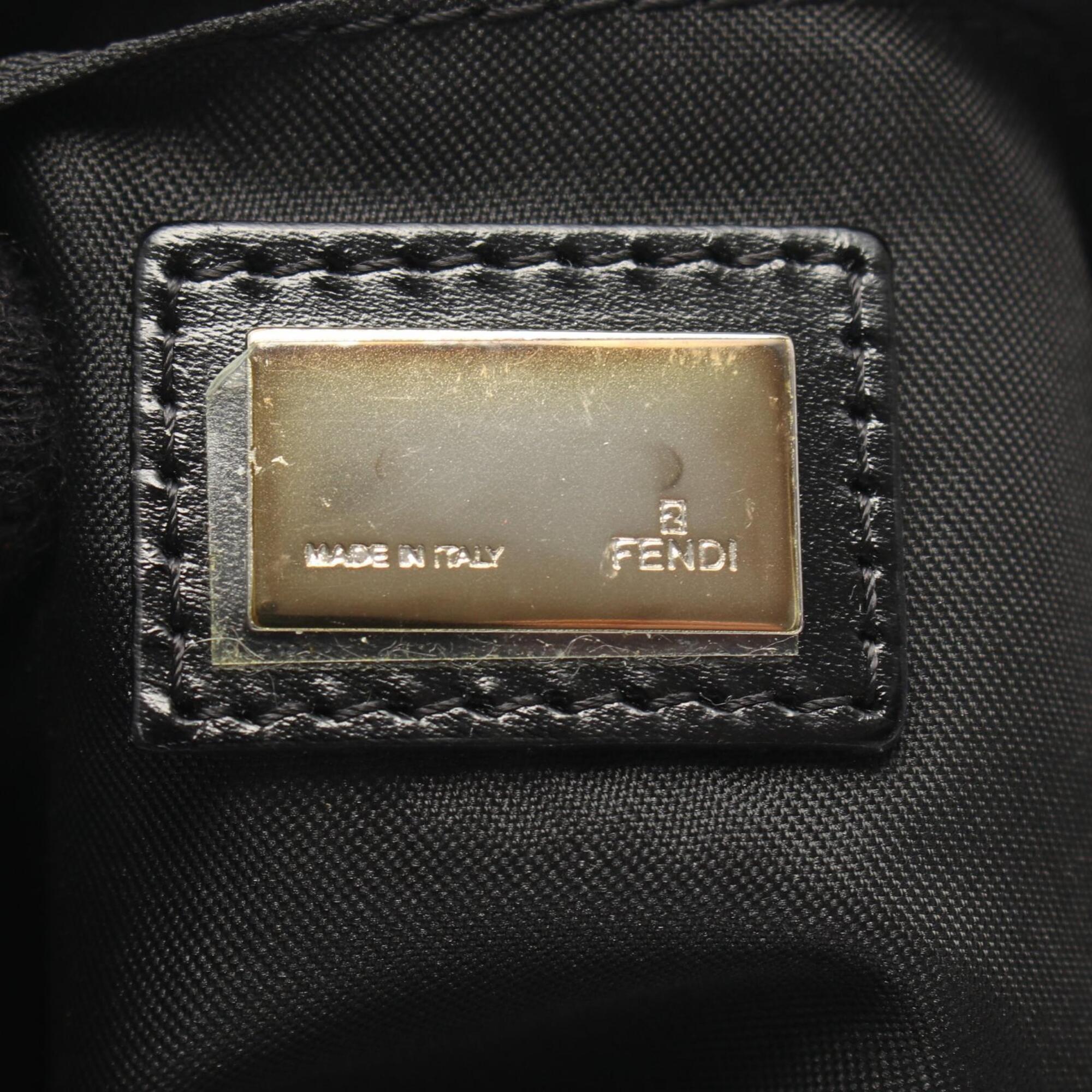 Fendi Black Gray Canvas Leather Handbag Shoulder Bag (Pre-Owned)
