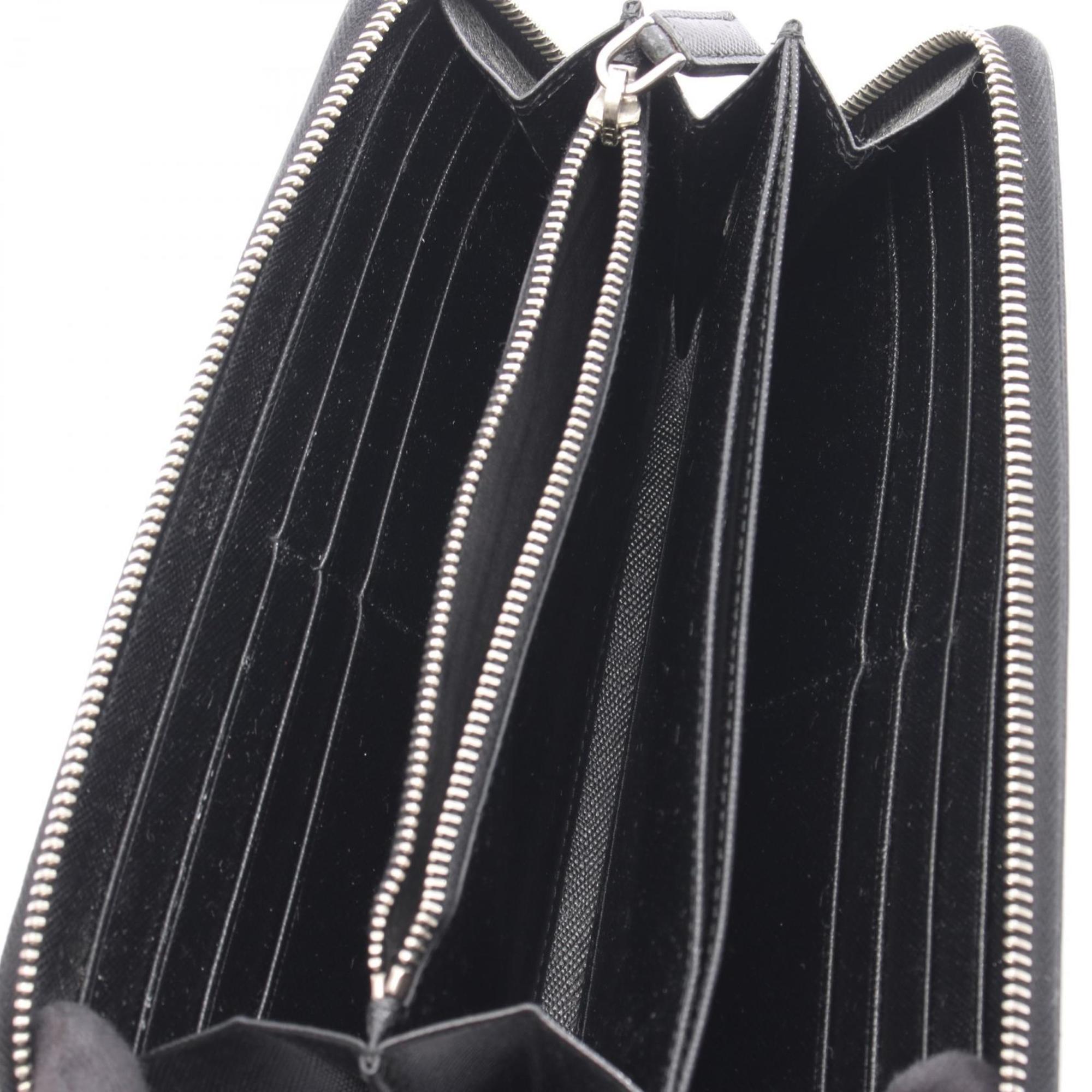 Prada Black Leather Long Wallet (Bi-Fold) (Pre-Owned)