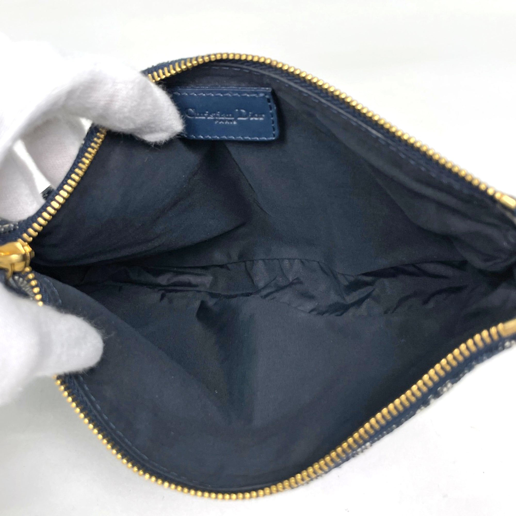 Christian Dior Navy Trotter Saddle Bag Shoulder Bag (Pre-Owned)