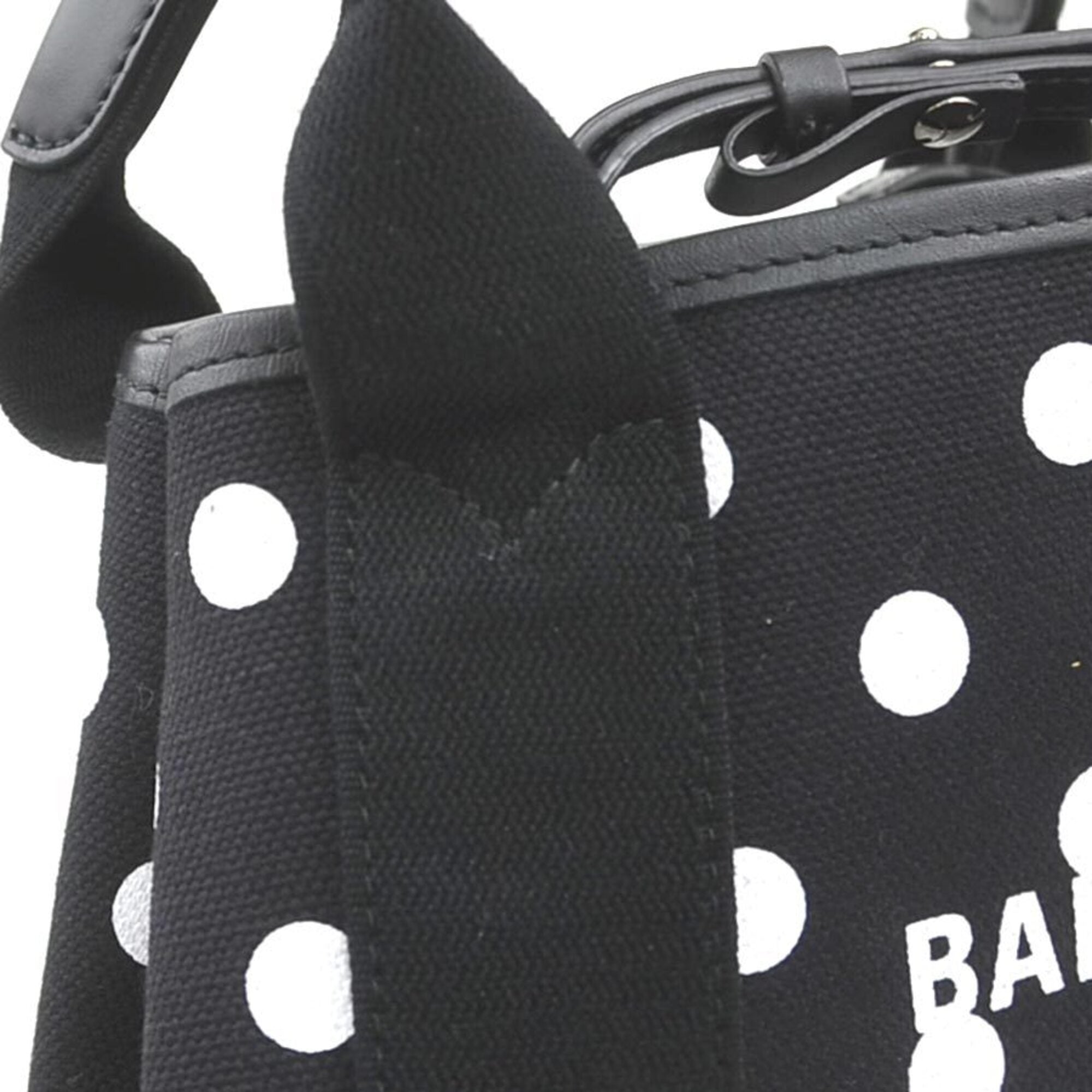 Balenciaga Black White Canvas Leather Handbag Shoulder Bag (Pre-Owned)