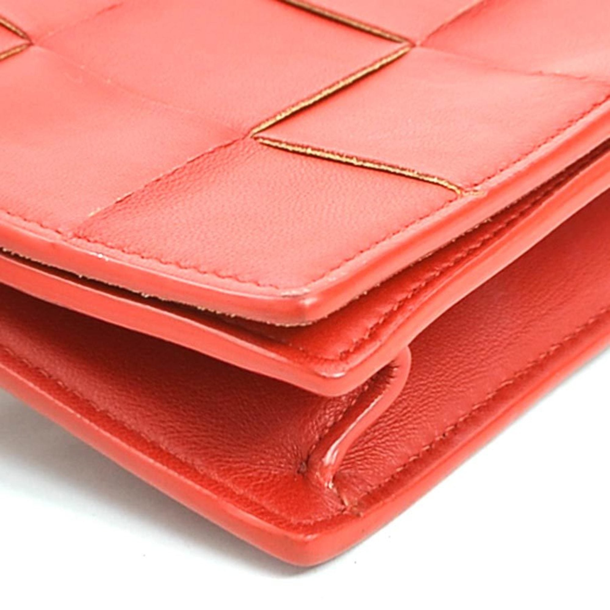 Bottega Veneta Red Color Leather Shoulder Bag (Pre-Owned)