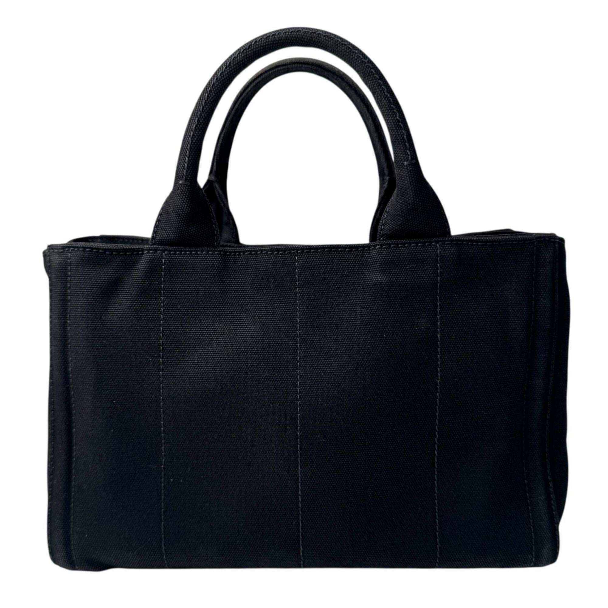 Prada Black Canvas Handbag Shoulder Bag Tote Bag (Pre-Owned)