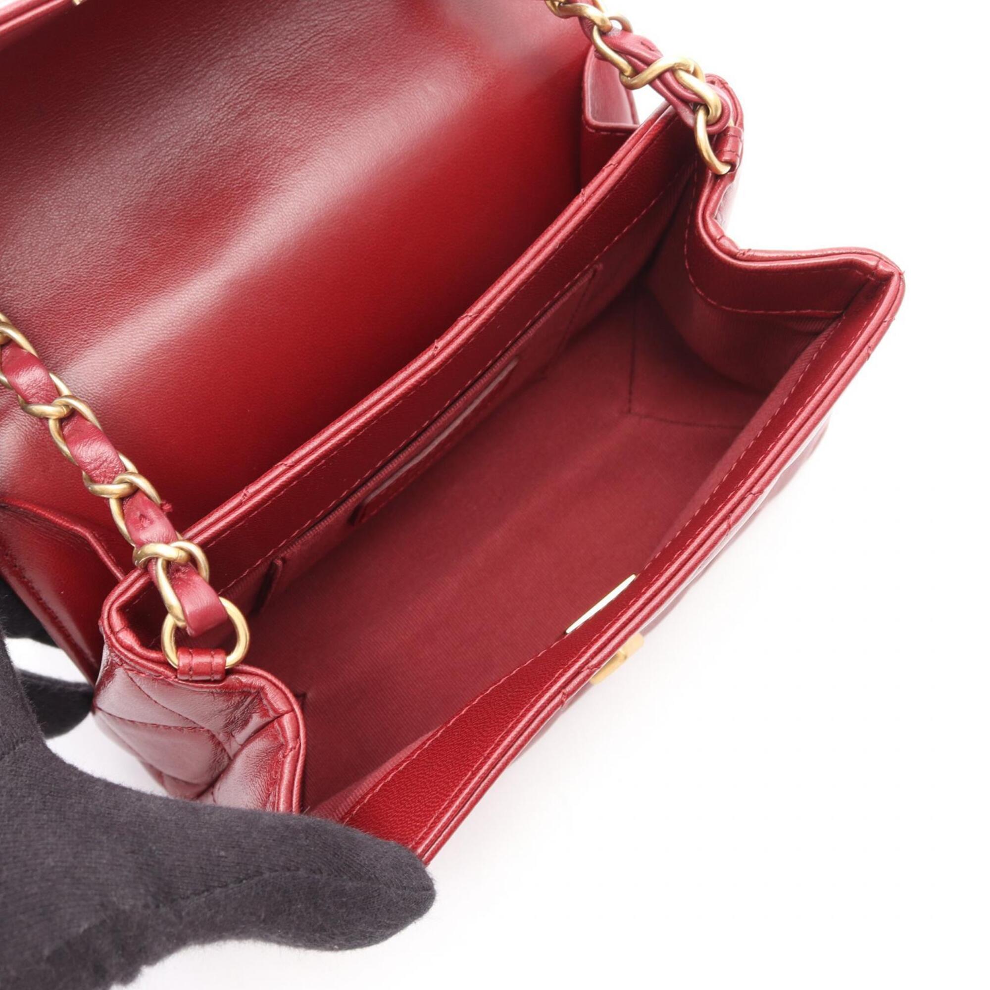 Chanel Bordeaux Leather Handbag Shoulder Bag (Pre-Owned)