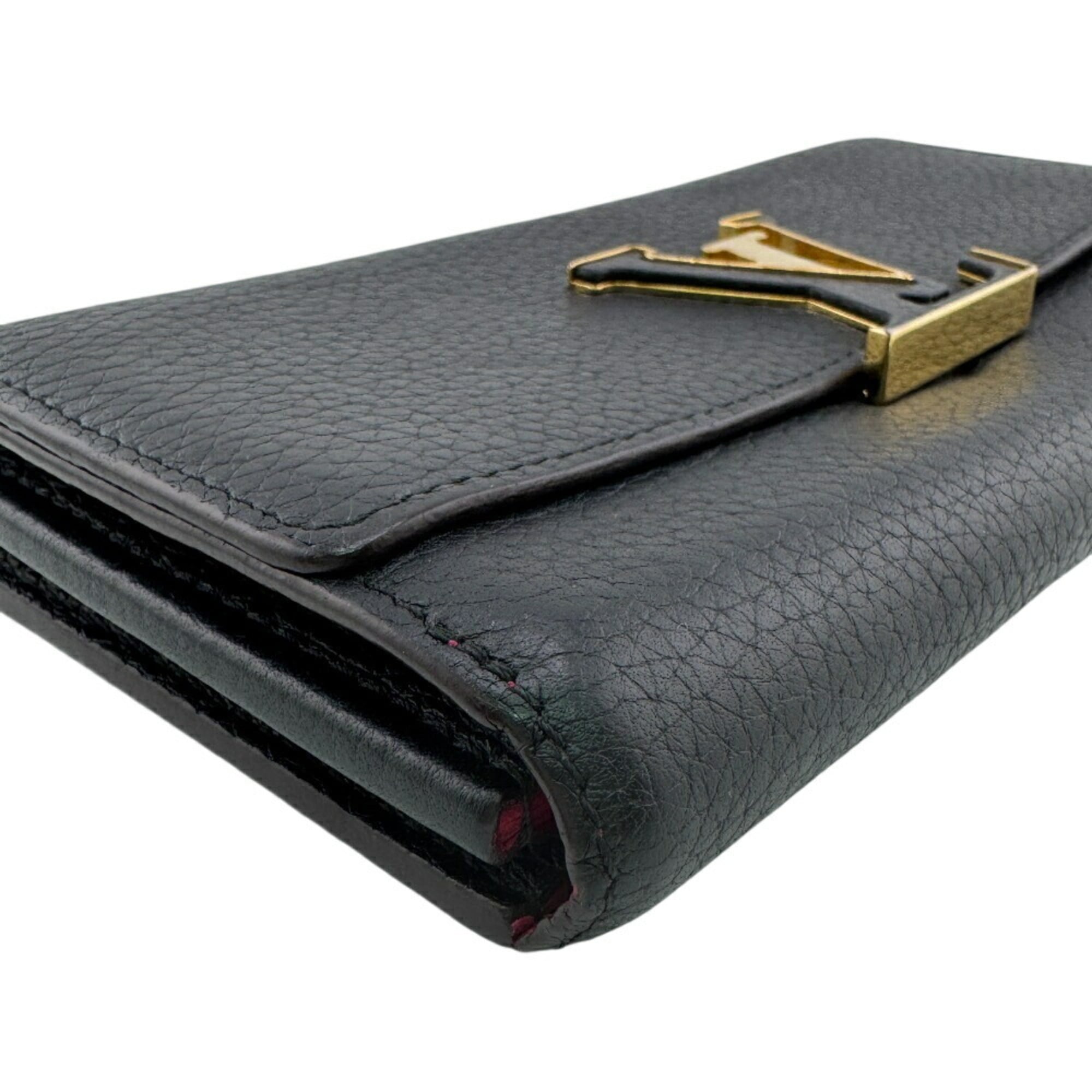 Louis Vuitton Taurillon Black Leather Long Wallet (Bi-Fold) (Pre-Owned)