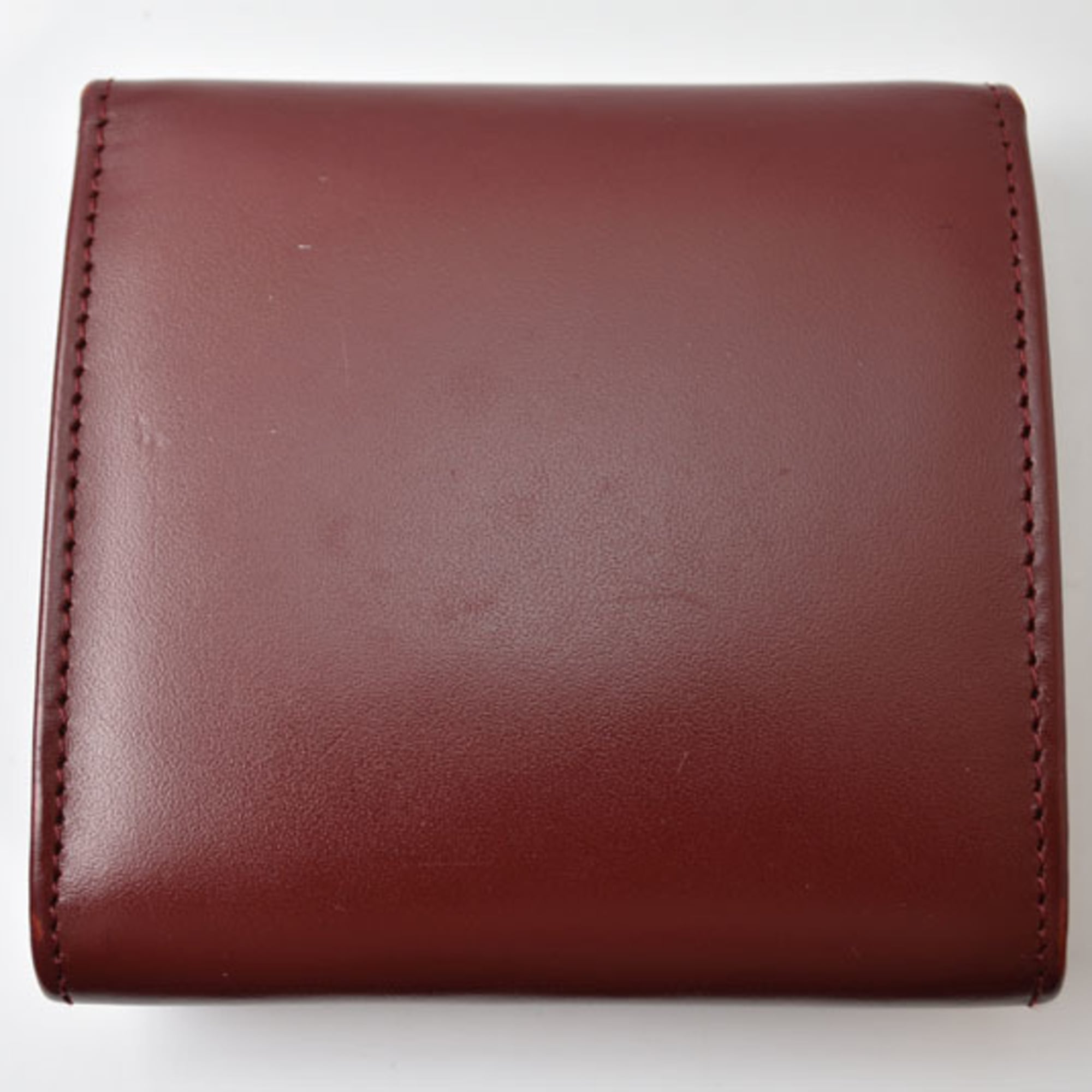 Cartier Bordeaux Leather Coin Purse/Coin Case (Pre-Owned)