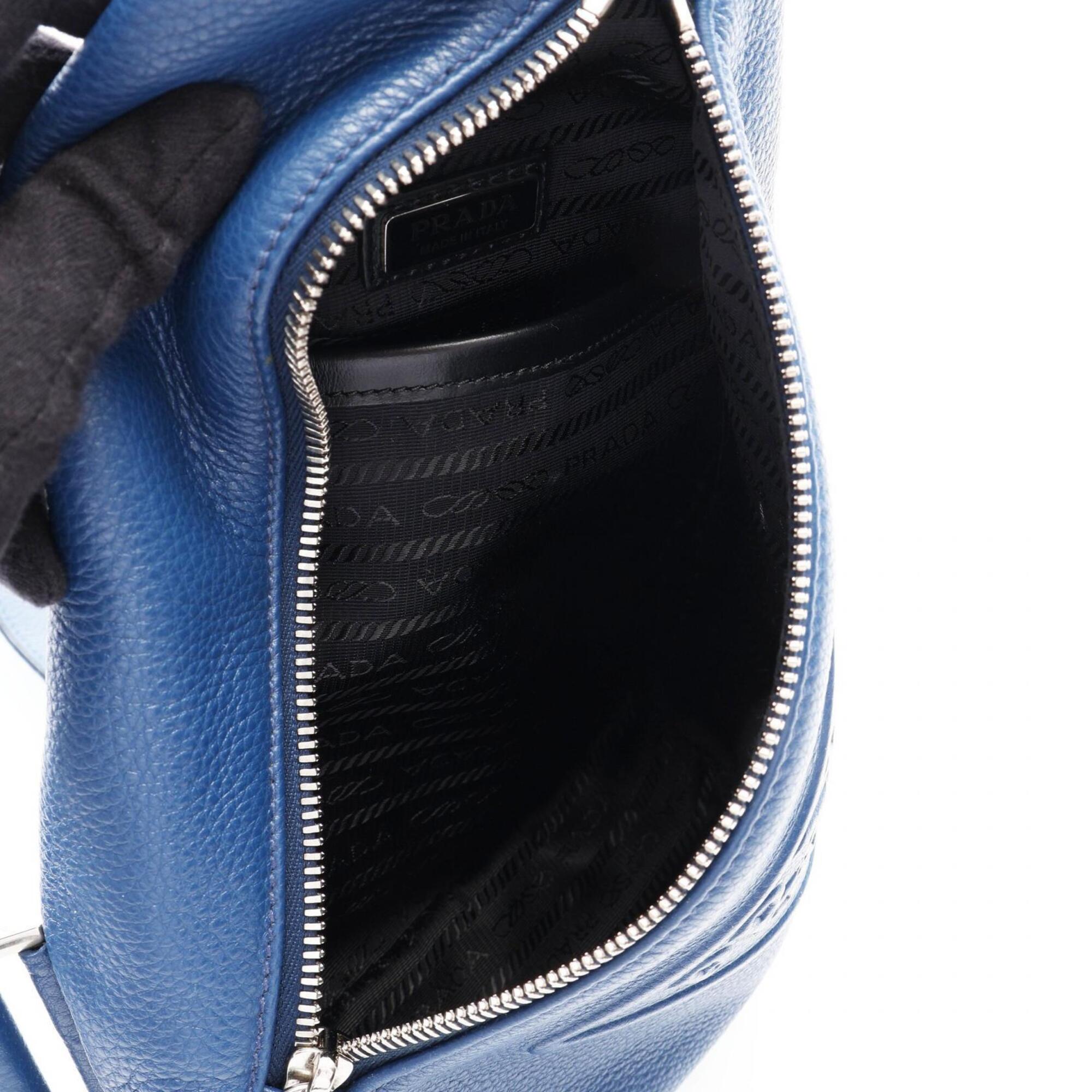 Prada Blue Leather Fanny Pack Handbag (Pre-Owned)