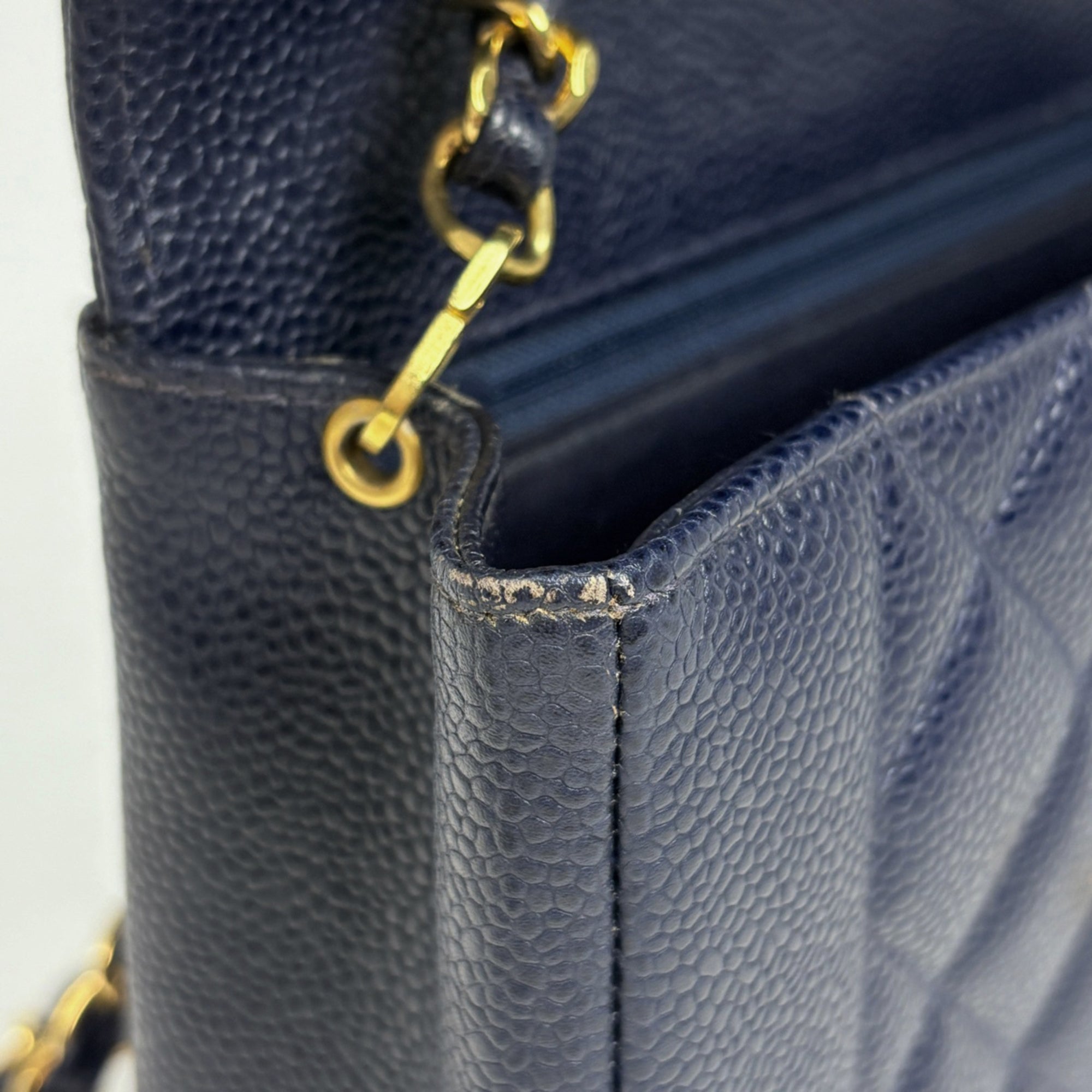 Chanel Navy Grained Calfskin Shoulder Bag (Pre-Owned)