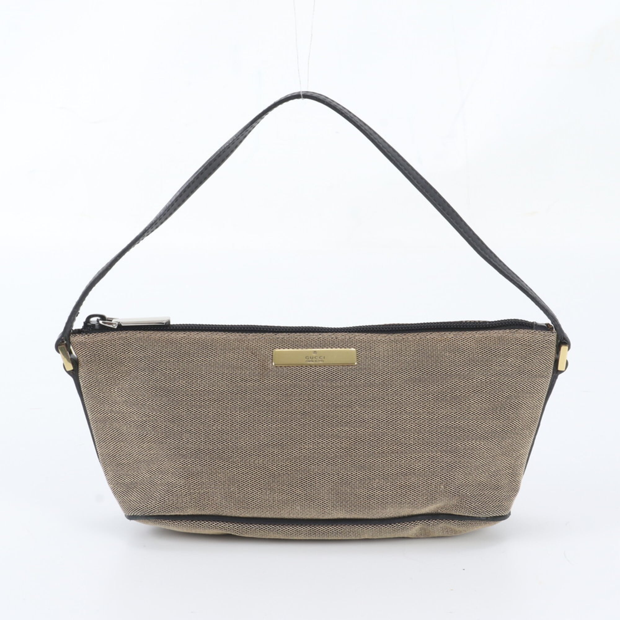 Gucci Black Brown Leather Canvas Handbag Shoulder Bag (Pre-Owned)