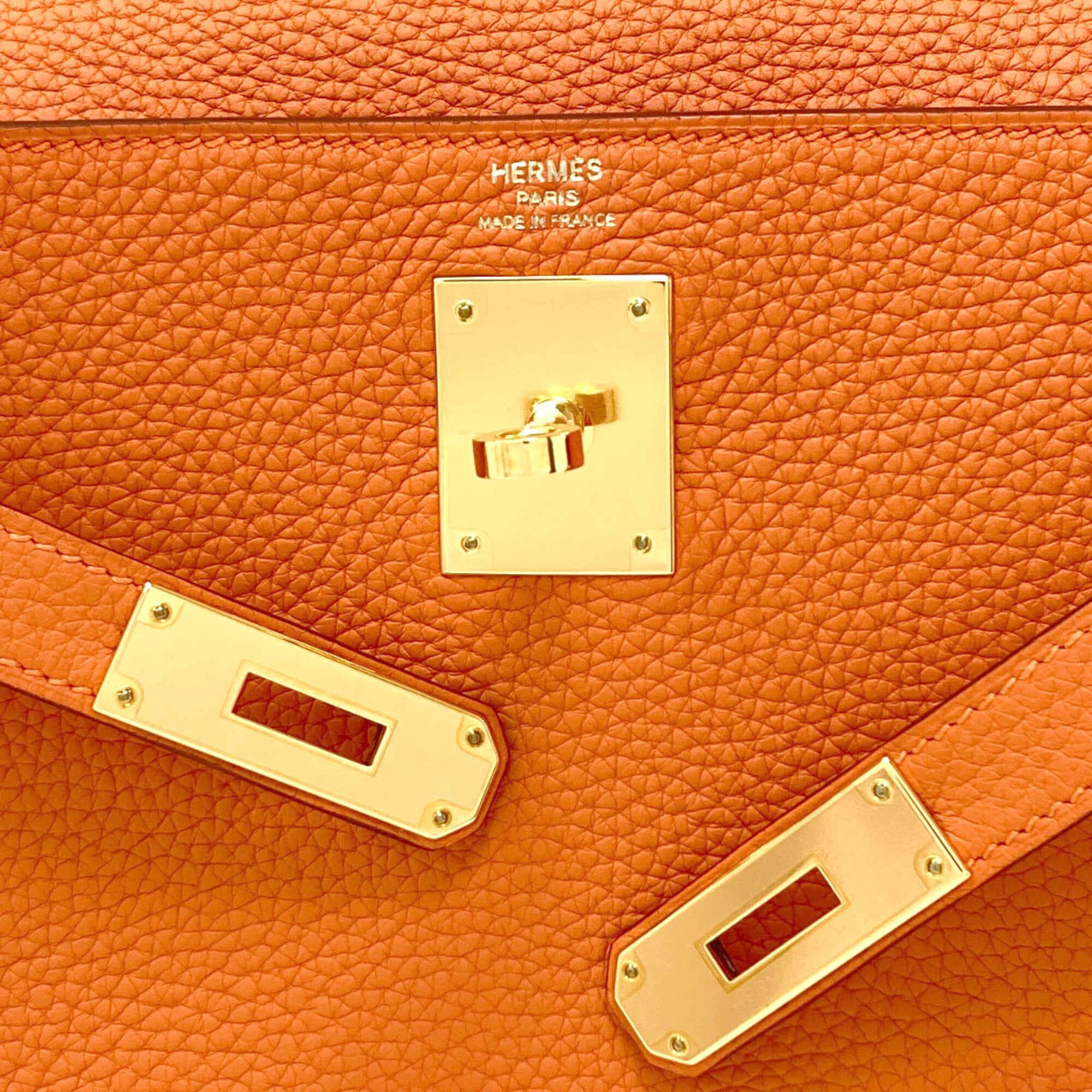 Hermes Kelly Orange Togo Leather Handbag (Pre-Owned)