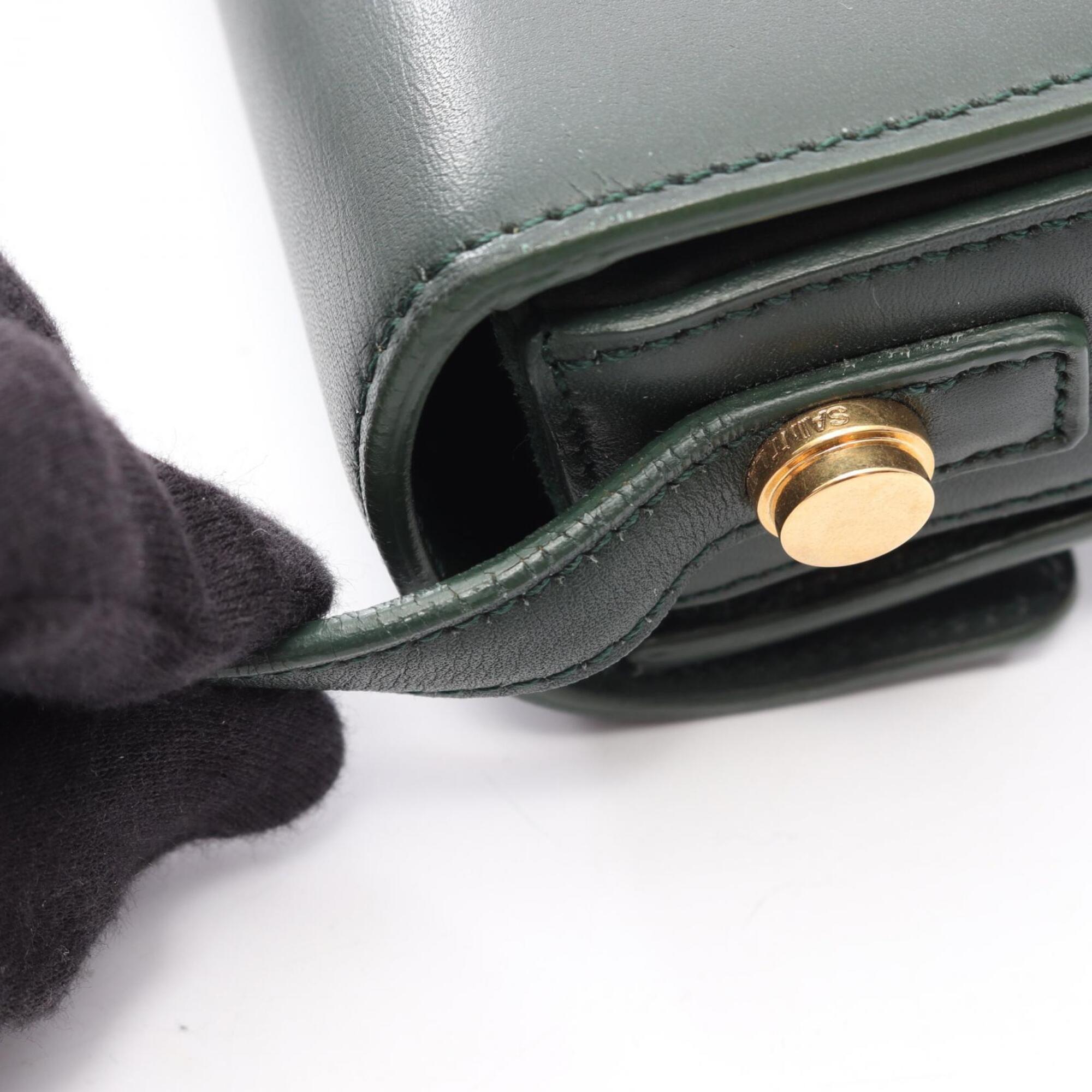 Yves Saint Laurent Green Leather Handbag Shoulder Bag (Pre-Owned)