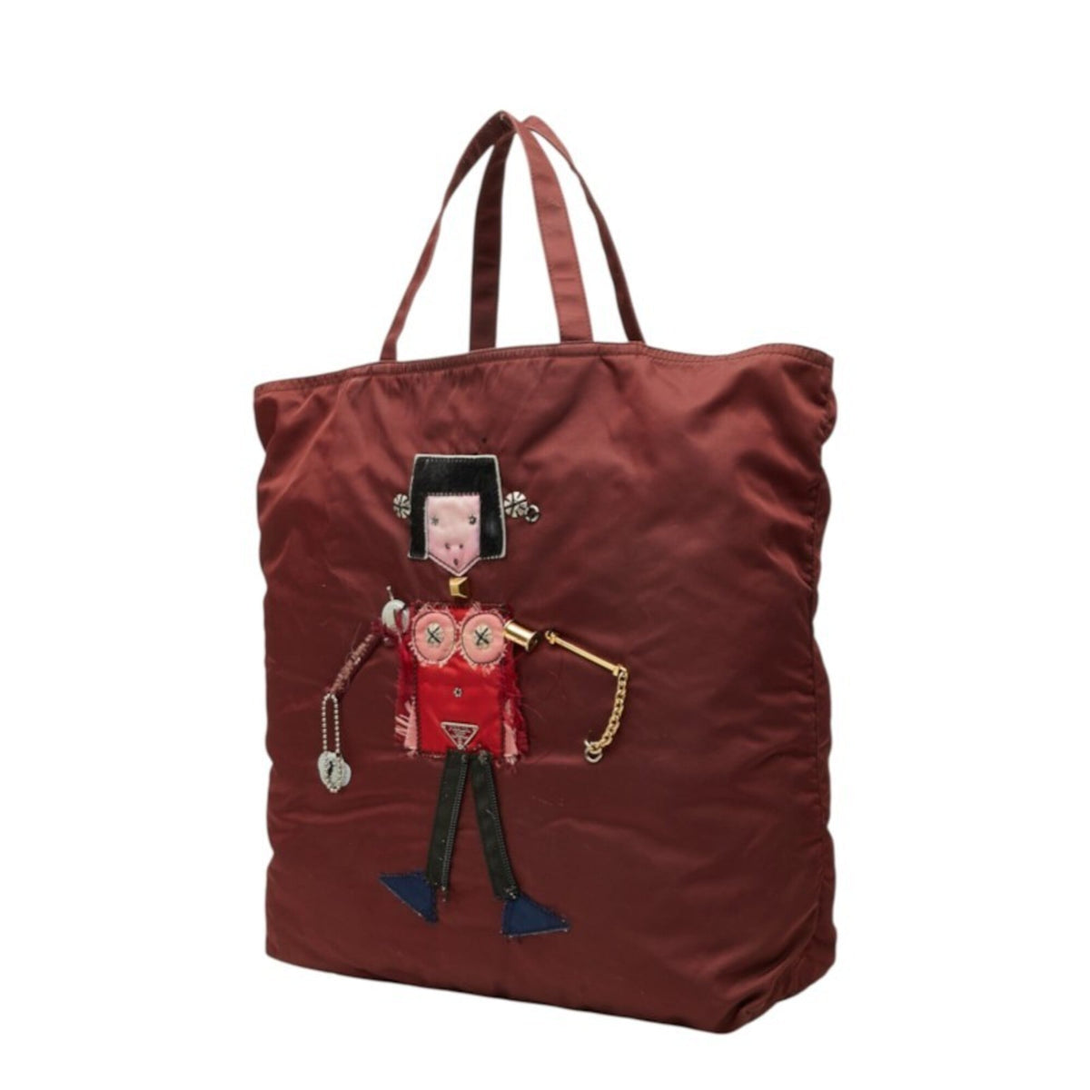Prada Bordeaux Nylon Handbag Tote Bag (Pre-Owned)