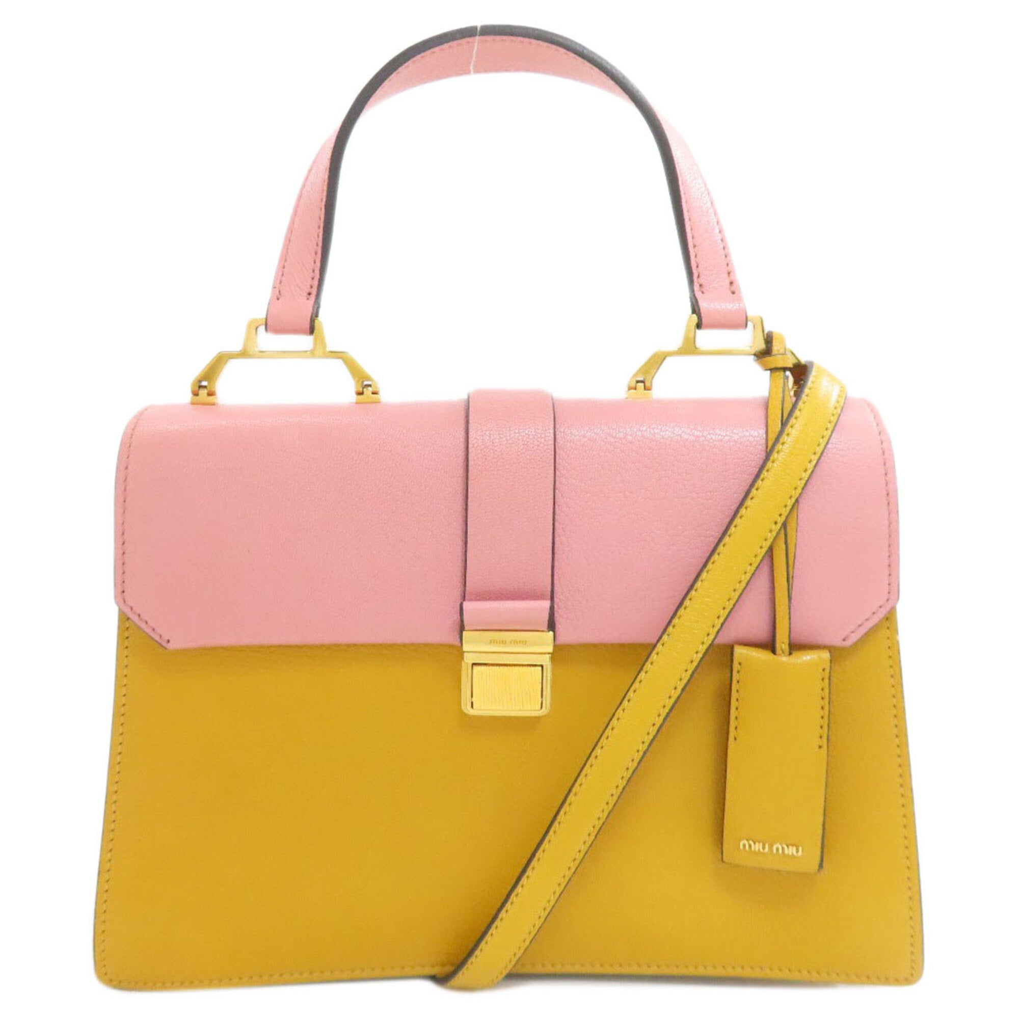 Miu Miu Pink Yellow Leather Handbag (Pre-Owned)