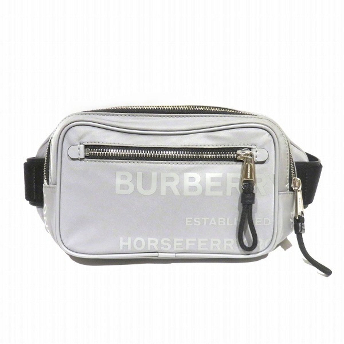 Unspecified Light Gray Nylon Leather Fanny Pack Sling Bag (Pre-Owned)