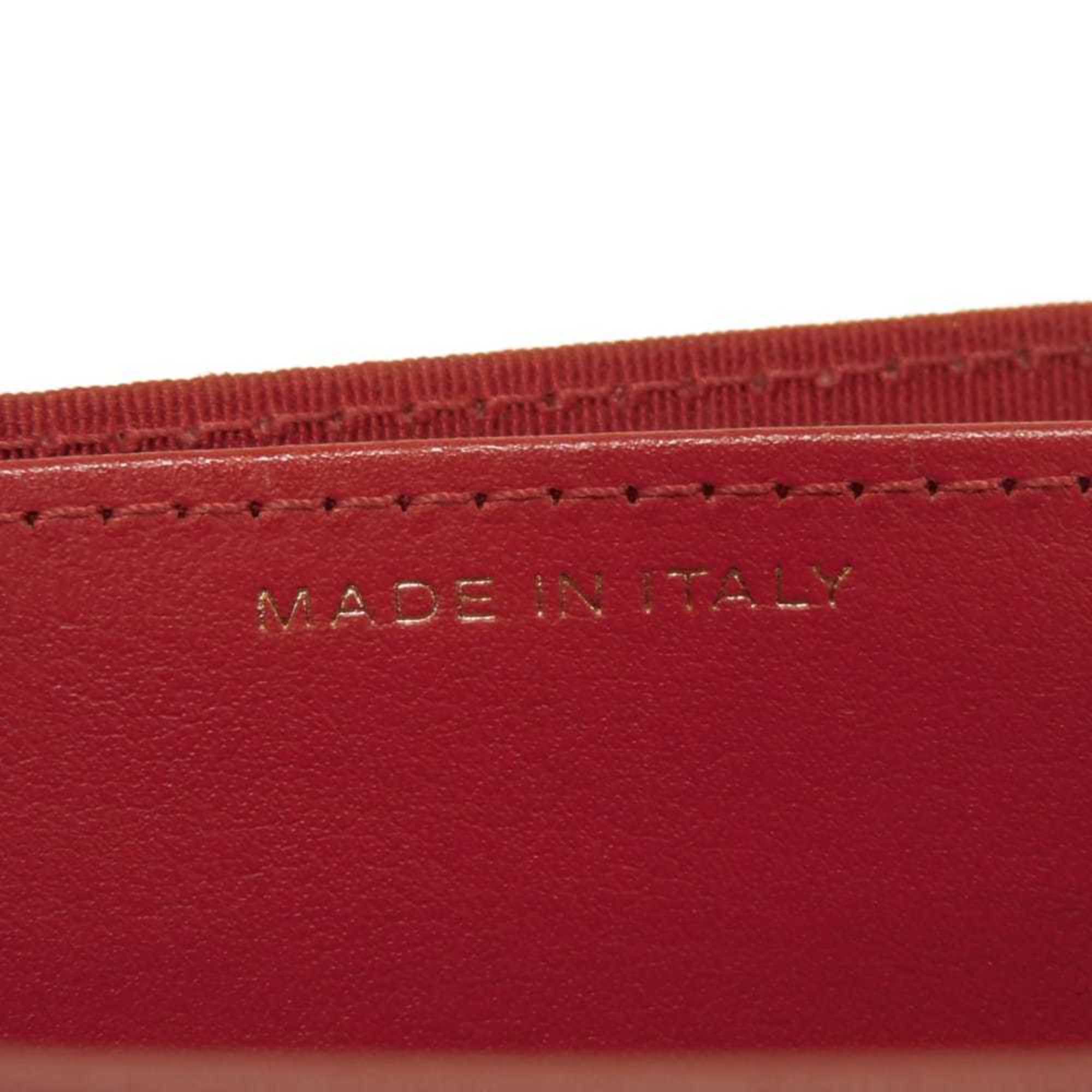 Chanel Red Color Leather Wallet (Bi-Fold) (Pre-Owned)