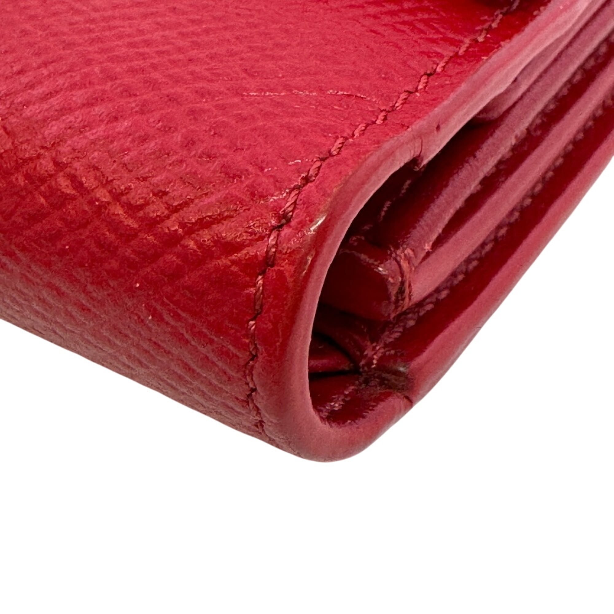 Celine Red Color Leather Wallet (Tri-Fold) (Pre-Owned)