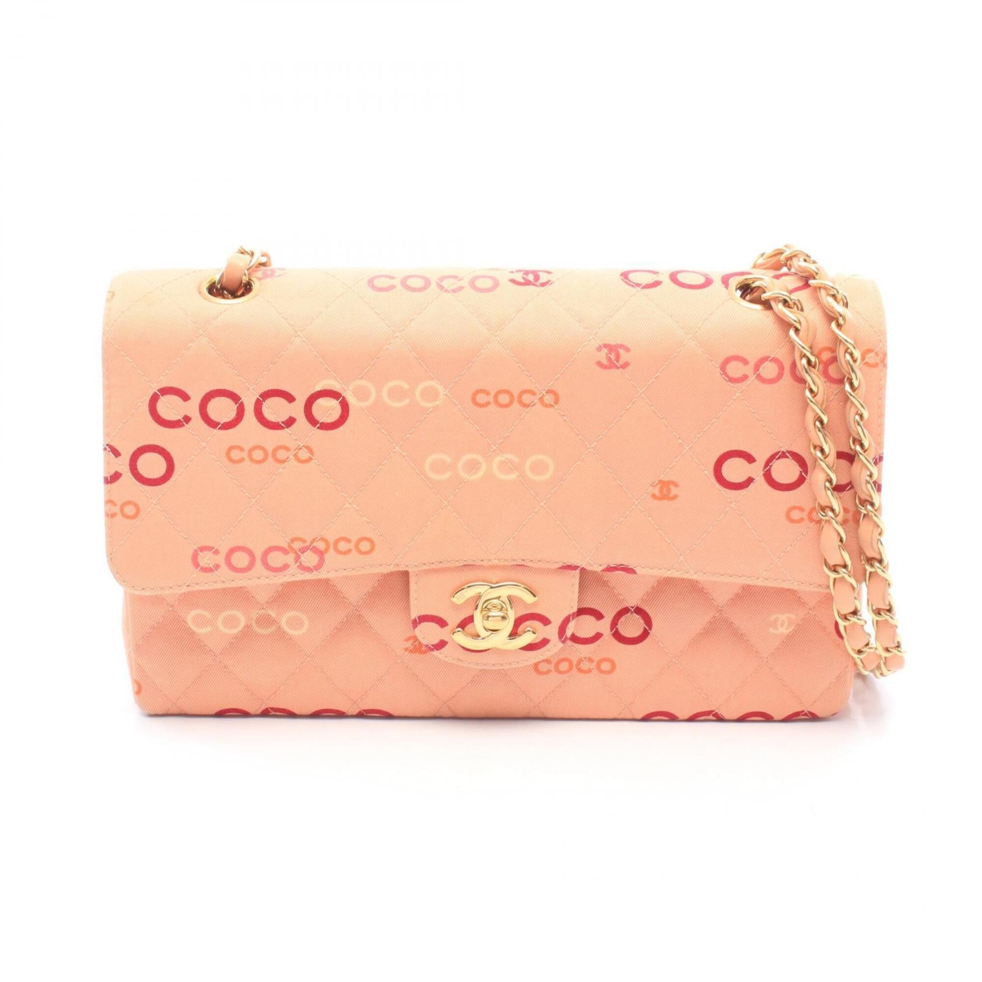 Chanel Multi-Color Pink Canvas Leather Handbag Shoulder Bag (Pre-Owned)