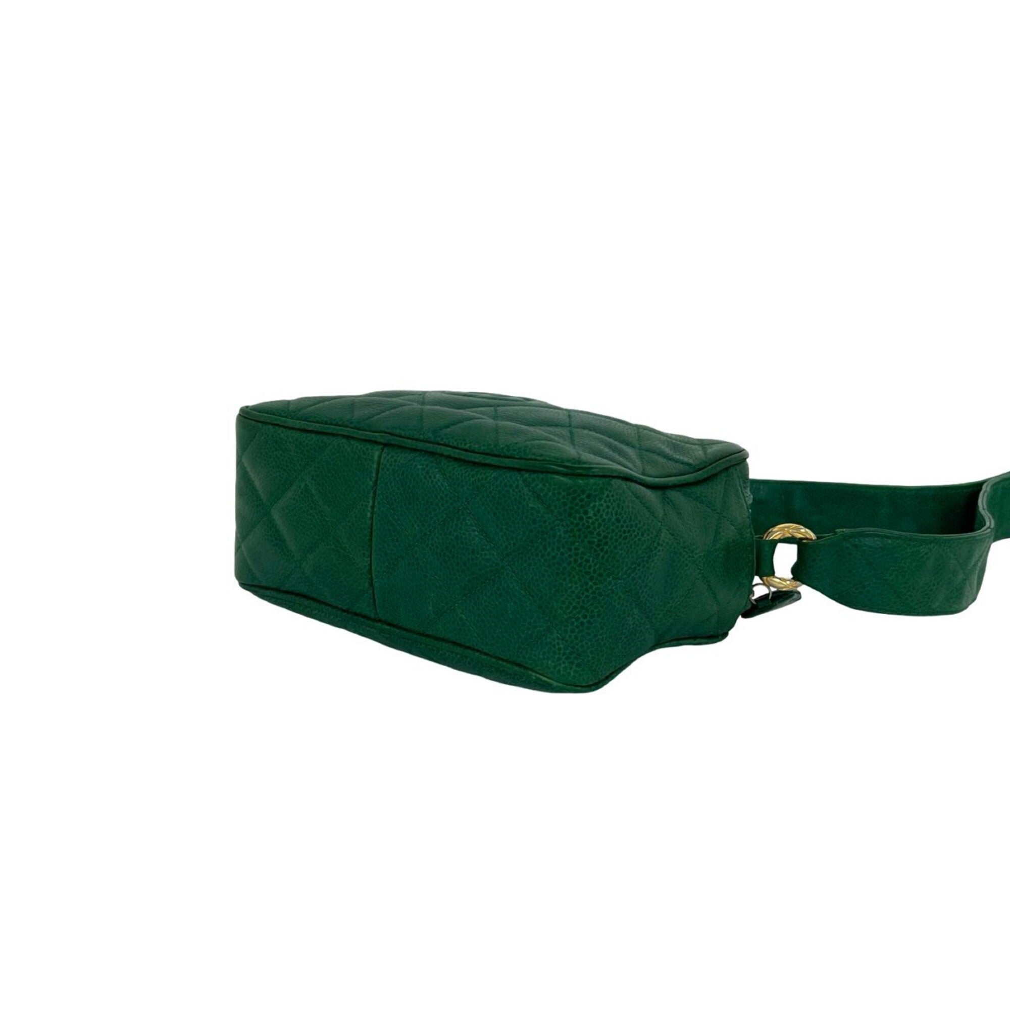 Chanel Green Grained Calfskin Shoulder Bag (Pre-Owned)