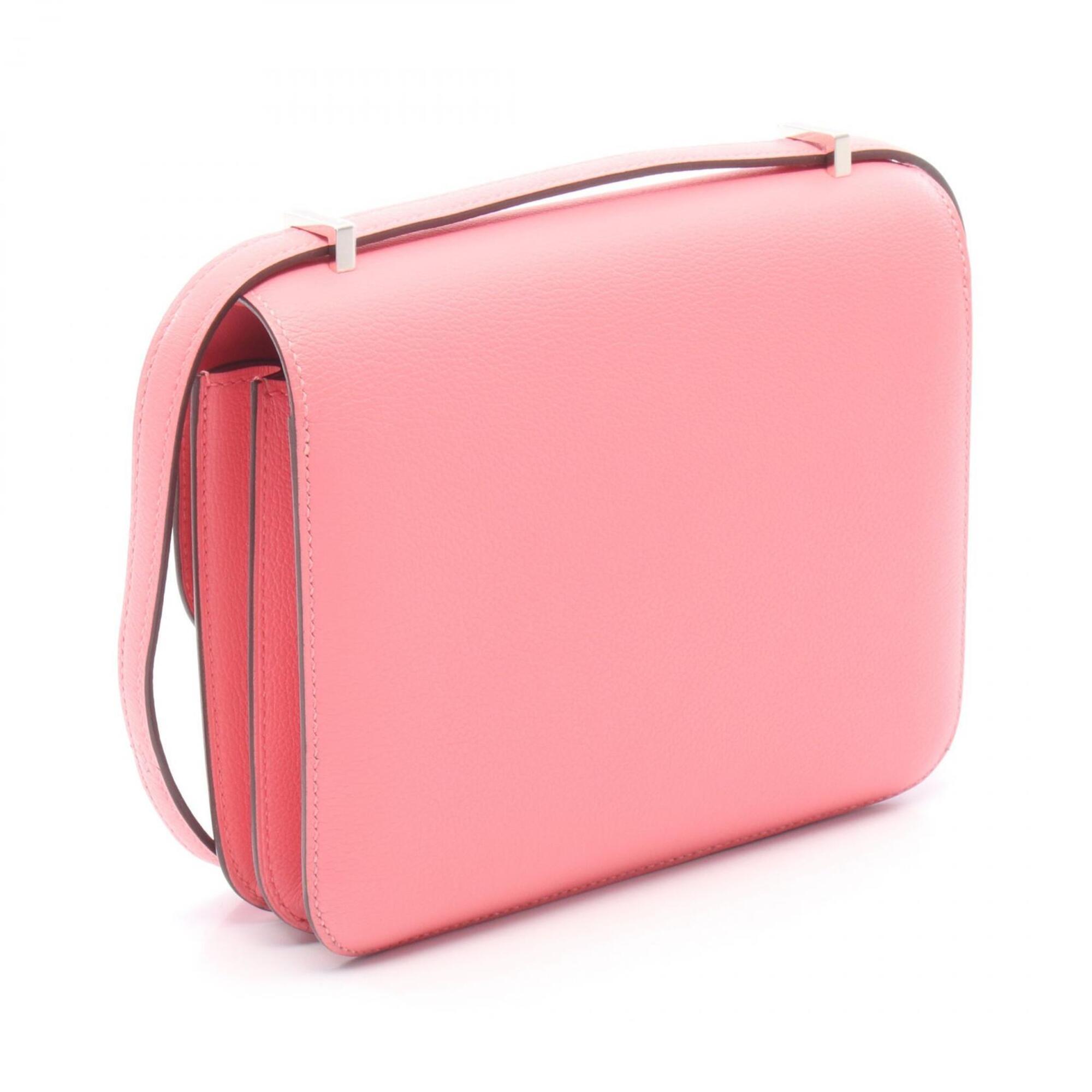 Hermes Pink Leather Handbag Shoulder Bag (Pre-Owned)
