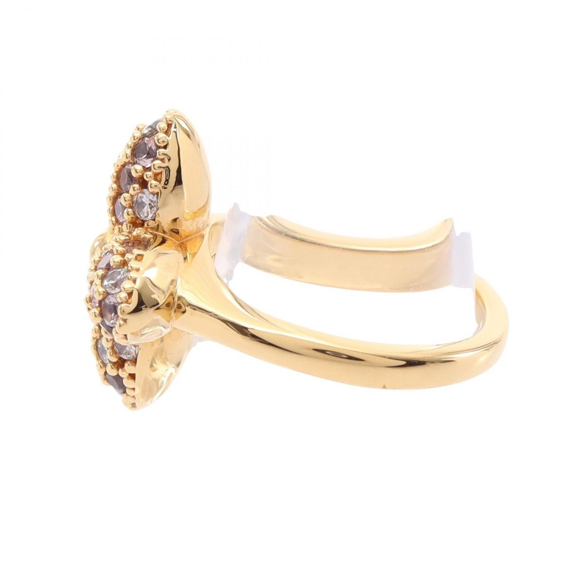 Louis Vuitton Gold Pink Gold Clear Gold Plating Rhinestone Band Ring (Pre-Owned)