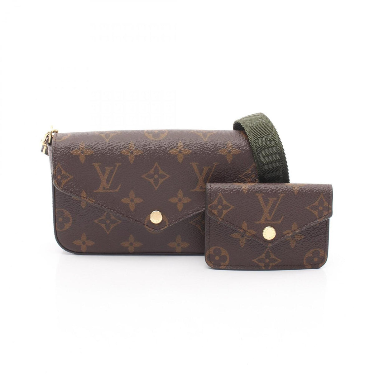 Louis Vuitton Brown Green Monogram Coated Canvas Handbag Pochette Shoulder Bag (Pre-Owned)
